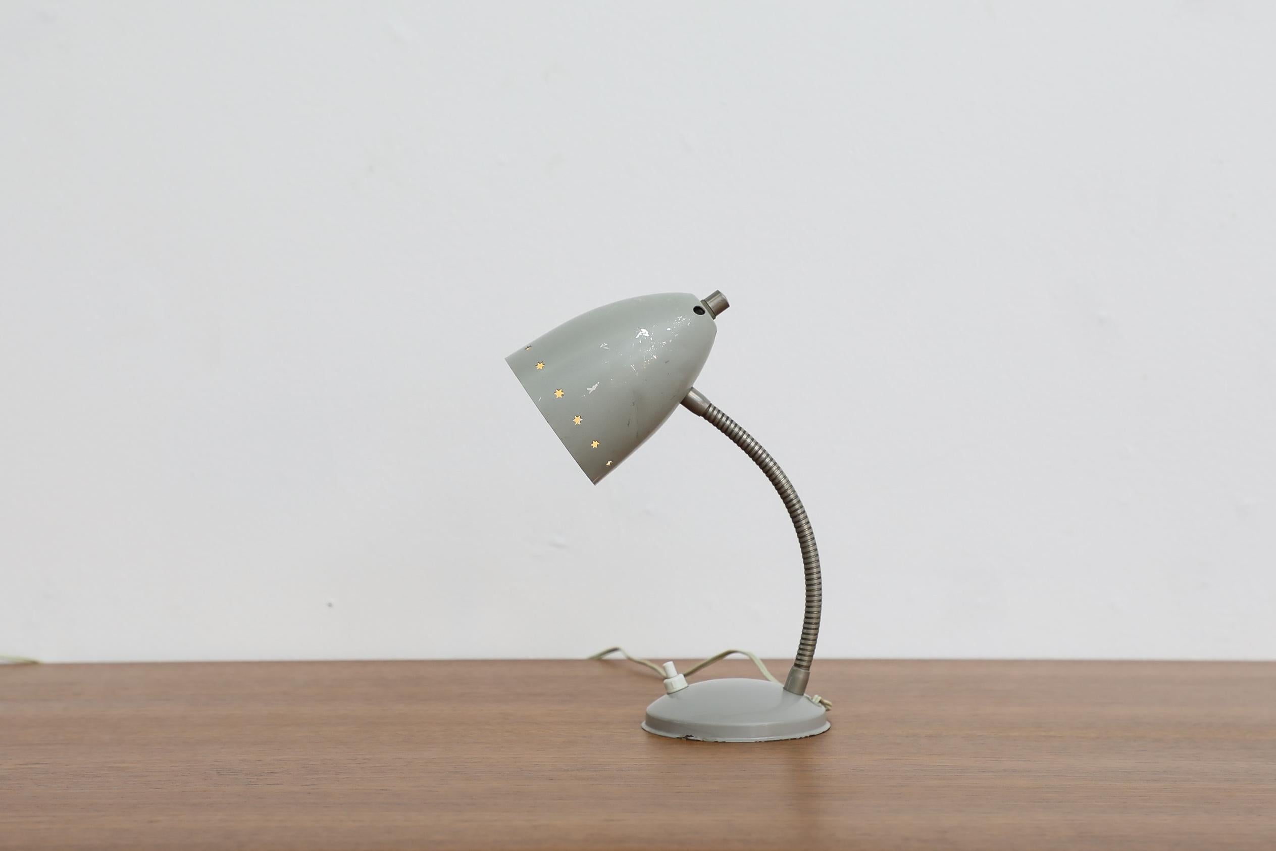 Metal Little Grey Mid-Century Hala Zeist Reading Lamp with Star Cut-outs on Shade For Sale