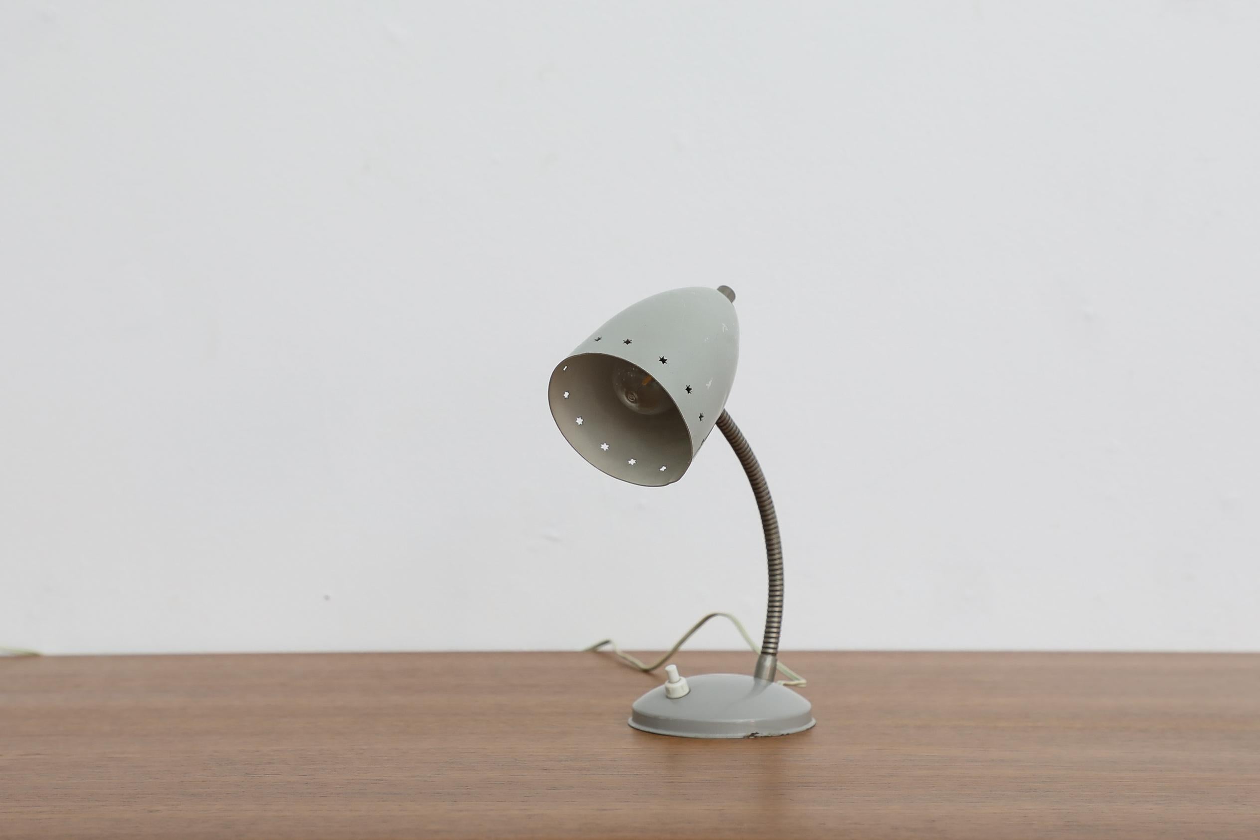Little Grey Mid-Century Hala Zeist Reading Lamp with Star Cut-outs on Shade For Sale 1