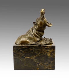 Little Hippo Family – Animal Bronze Statue