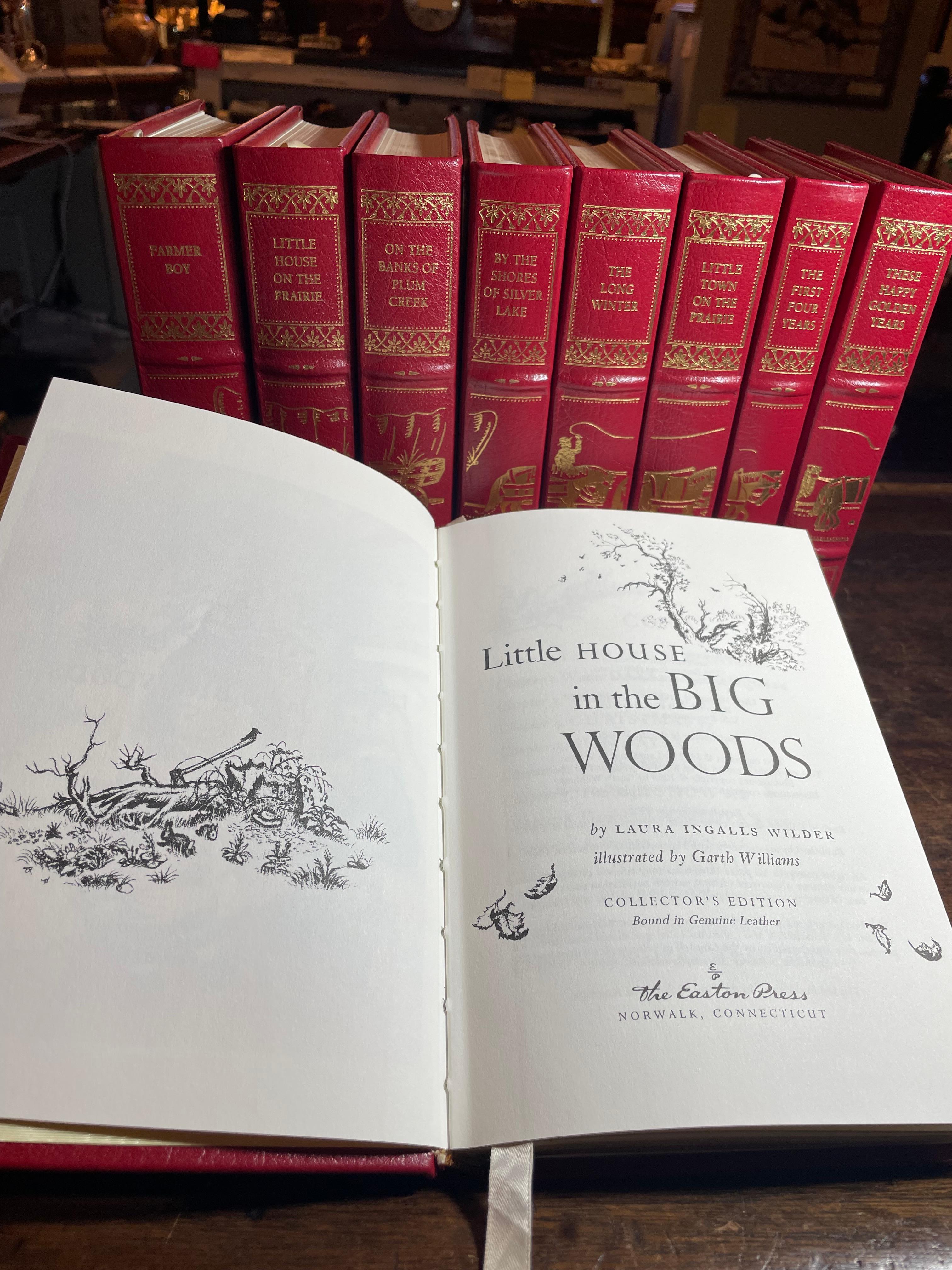 Easton Press La pequeña casa de la pradera en 9 volúmenes

Por Laura Ingalls Wilder

Encuadernación de cuero auténtico con el estampado Vagón y Caballo en el lomo

Ilustrado por Garth Williams
Los 9 libros incluidos:
1. Pequeña casa en el gran