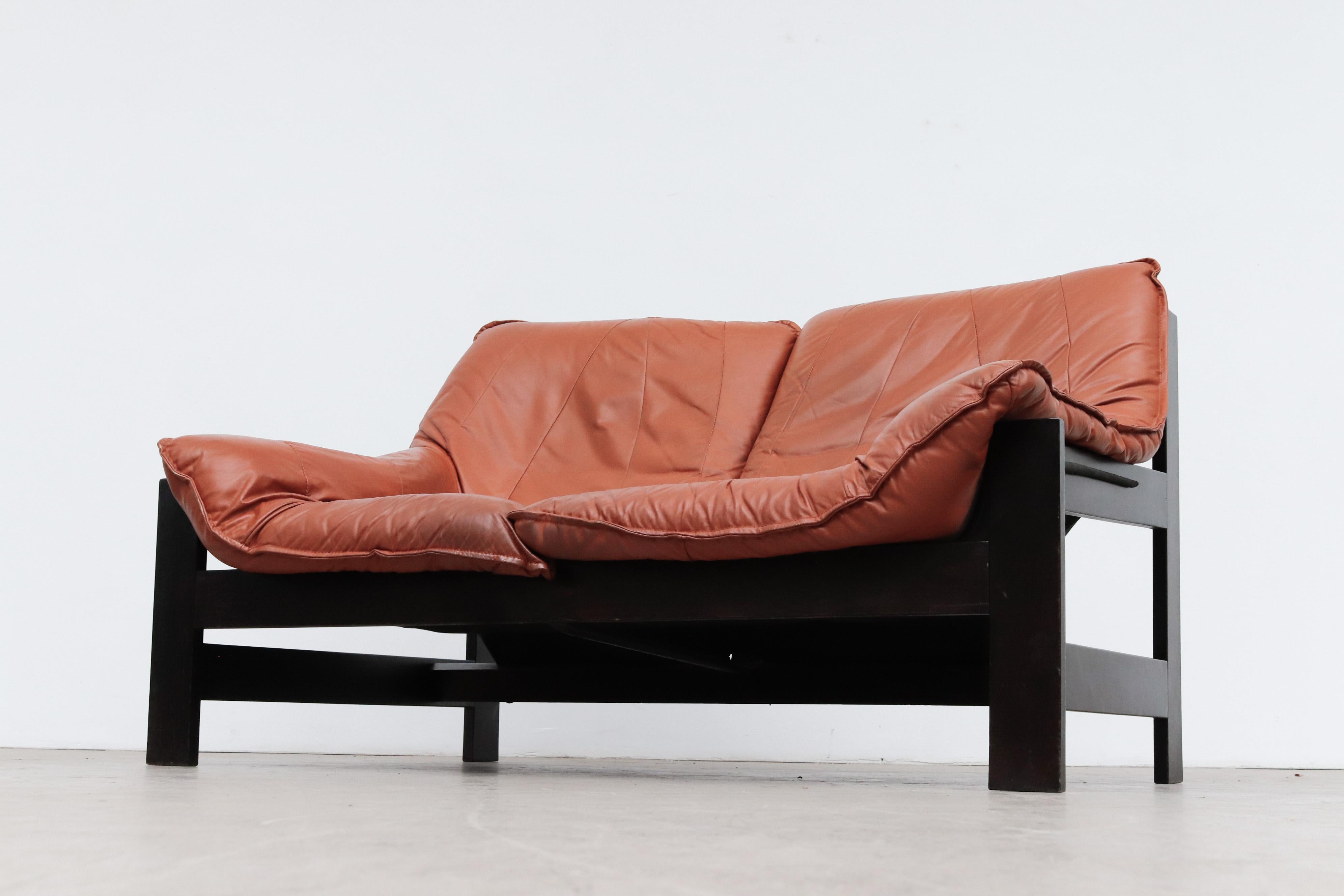 Late 20th Century Little LeoLux Loveseat with Coral Leather