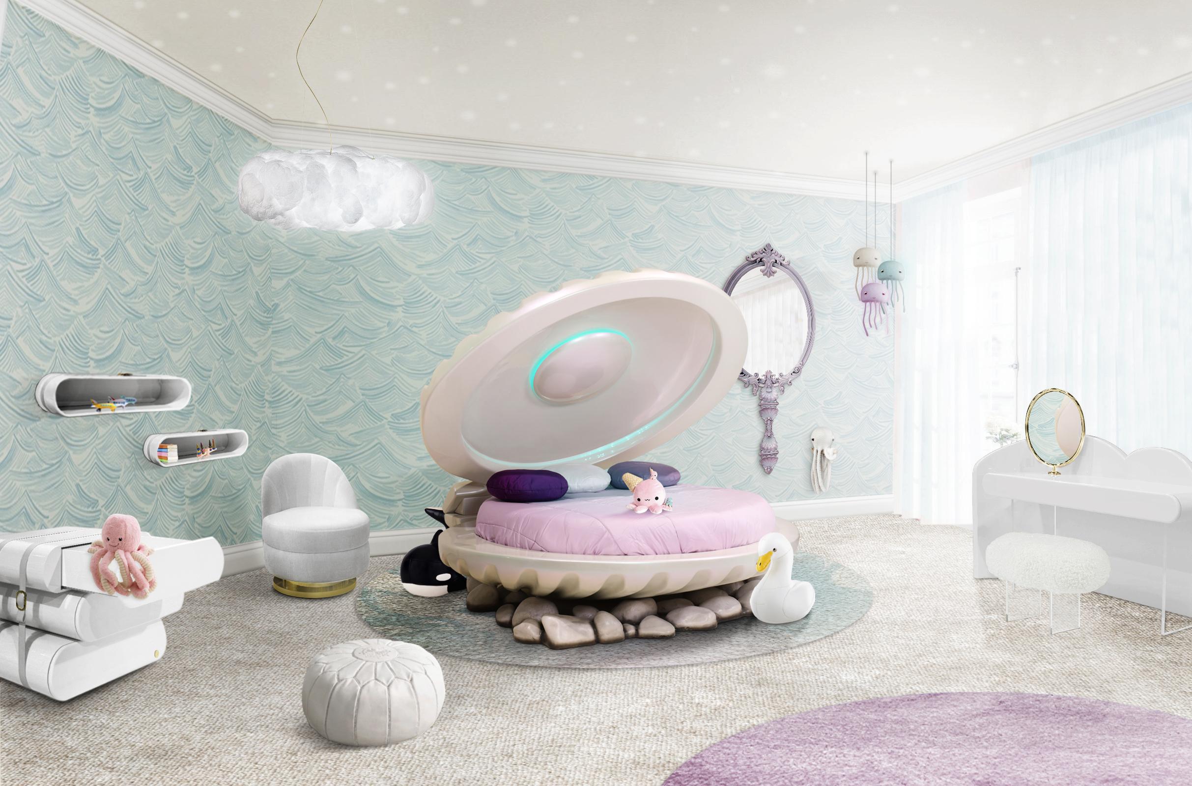Kleines Meerjungfrauen-Kinderbett in Elfenbein mit Muschelbezug von Circu Magical Furniture im Angebot 5