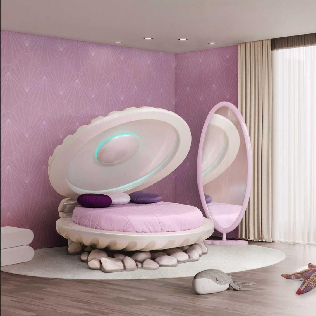 Kleines Meerjungfrauen-Kinderbett in Elfenbein mit Muschelbezug von Circu Magical Furniture im Angebot 6