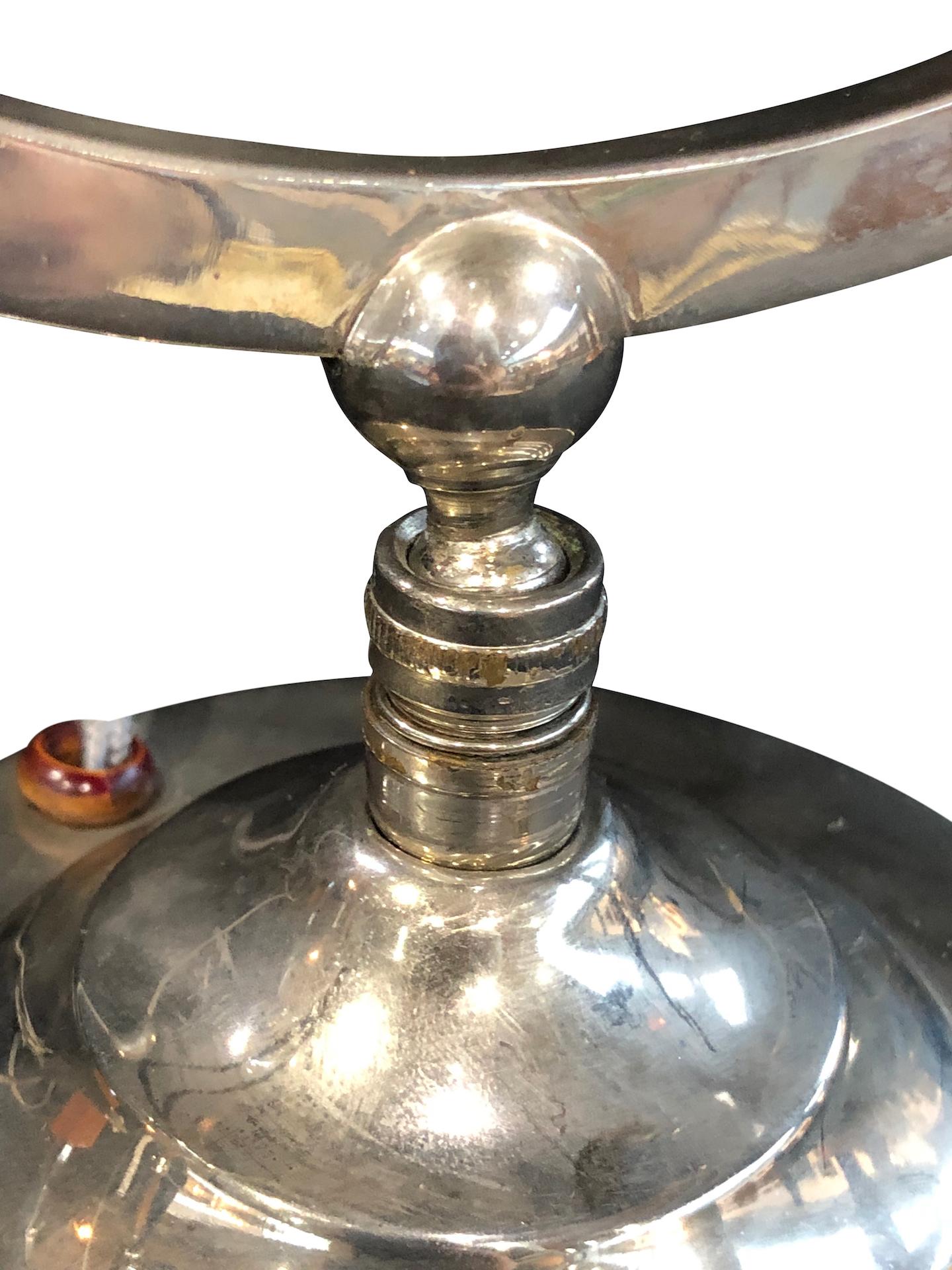 Little Metal Table Lamp, Hemisphere in a Circle, Art Deco, France 1930s In Fair Condition For Sale In Ulm, DE