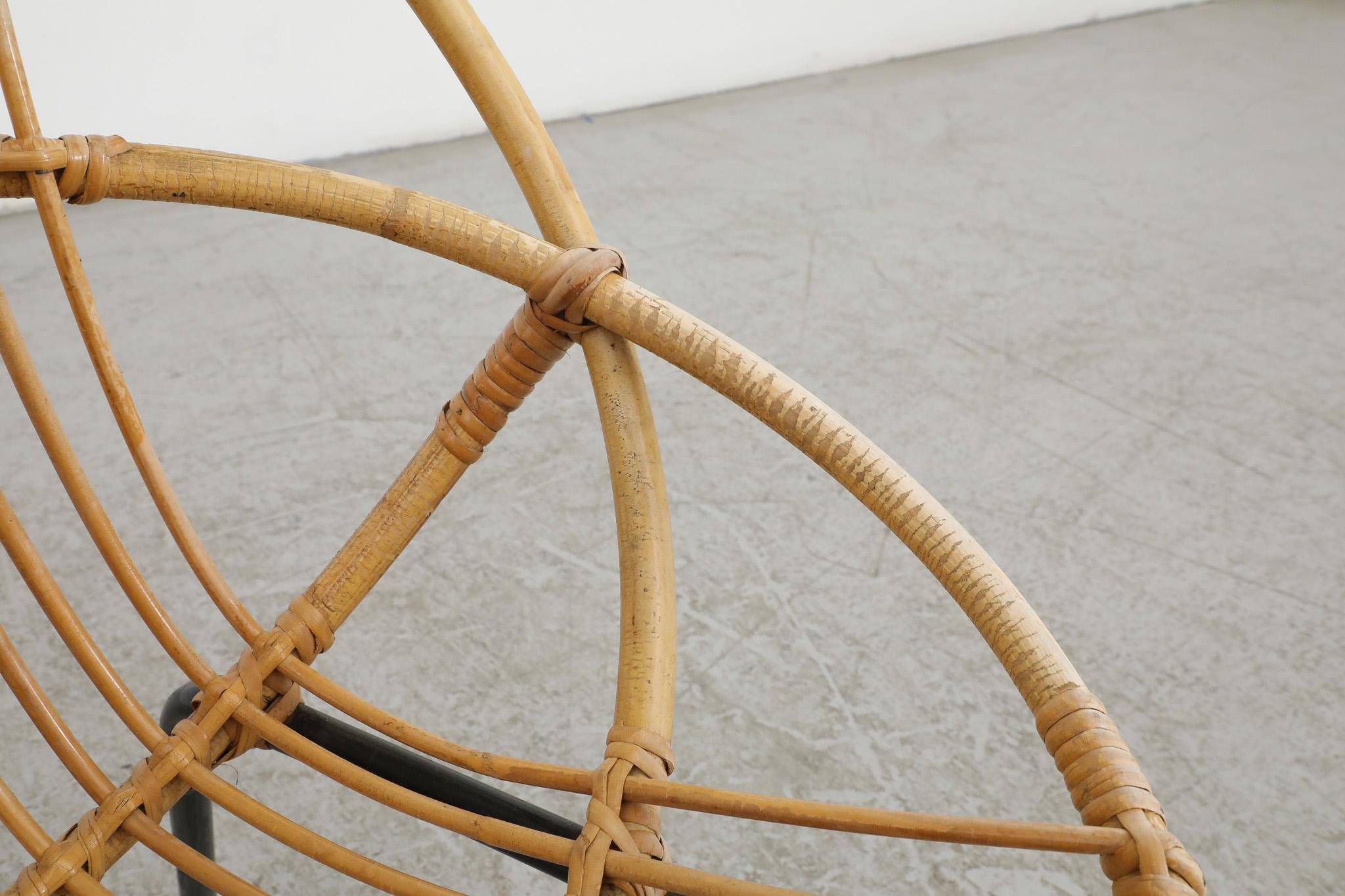 Little Mid-Century Rohe Noordwolde Bamboo Hoop Chair with Black Enameled Frame For Sale 2