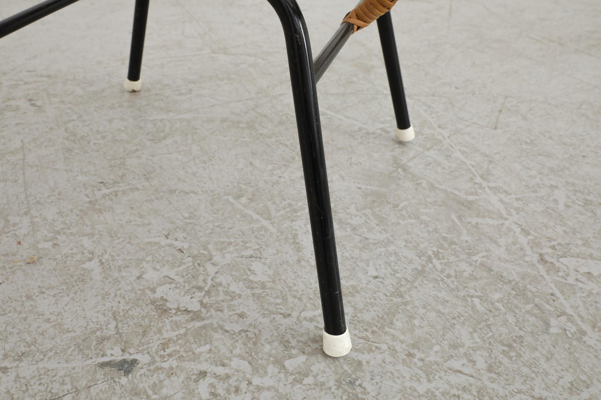 Little Mid-Century Rohe Noordwolde Bamboo Hoop Chair with Black Enameled Frame For Sale 5