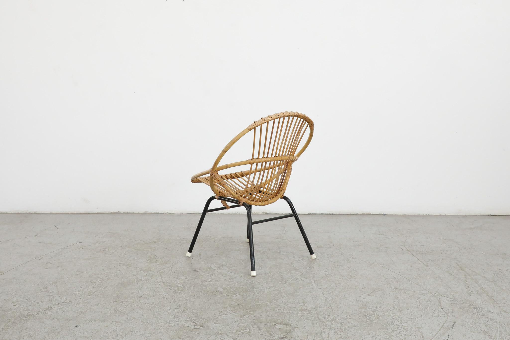 Mid-Century Modern Little Mid-Century Rohe Noordwolde Bamboo Hoop Chair with Black Enameled Frame For Sale