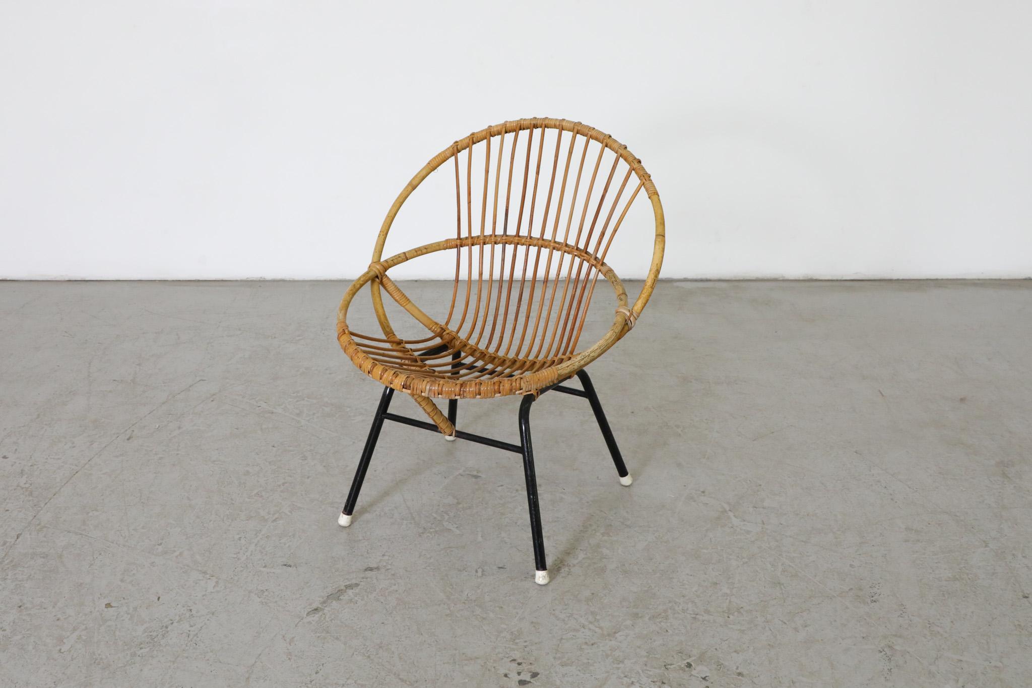 Enameled Little Mid-Century Rohe Noordwolde Bamboo Hoop Chair For Sale