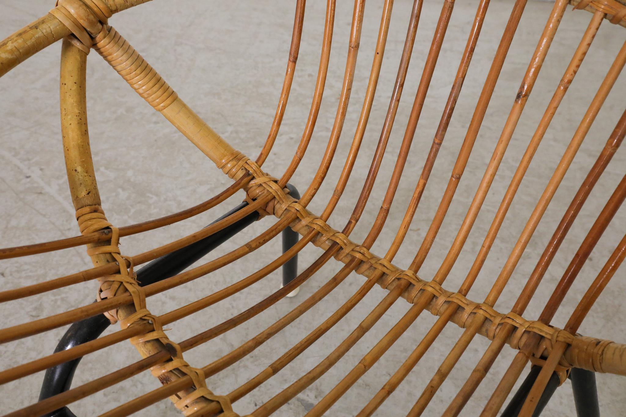 Milieu du XXe siècle Petite chaise cerceau Rohe Noordwolde en bambou du milieu du siècle dernier en vente