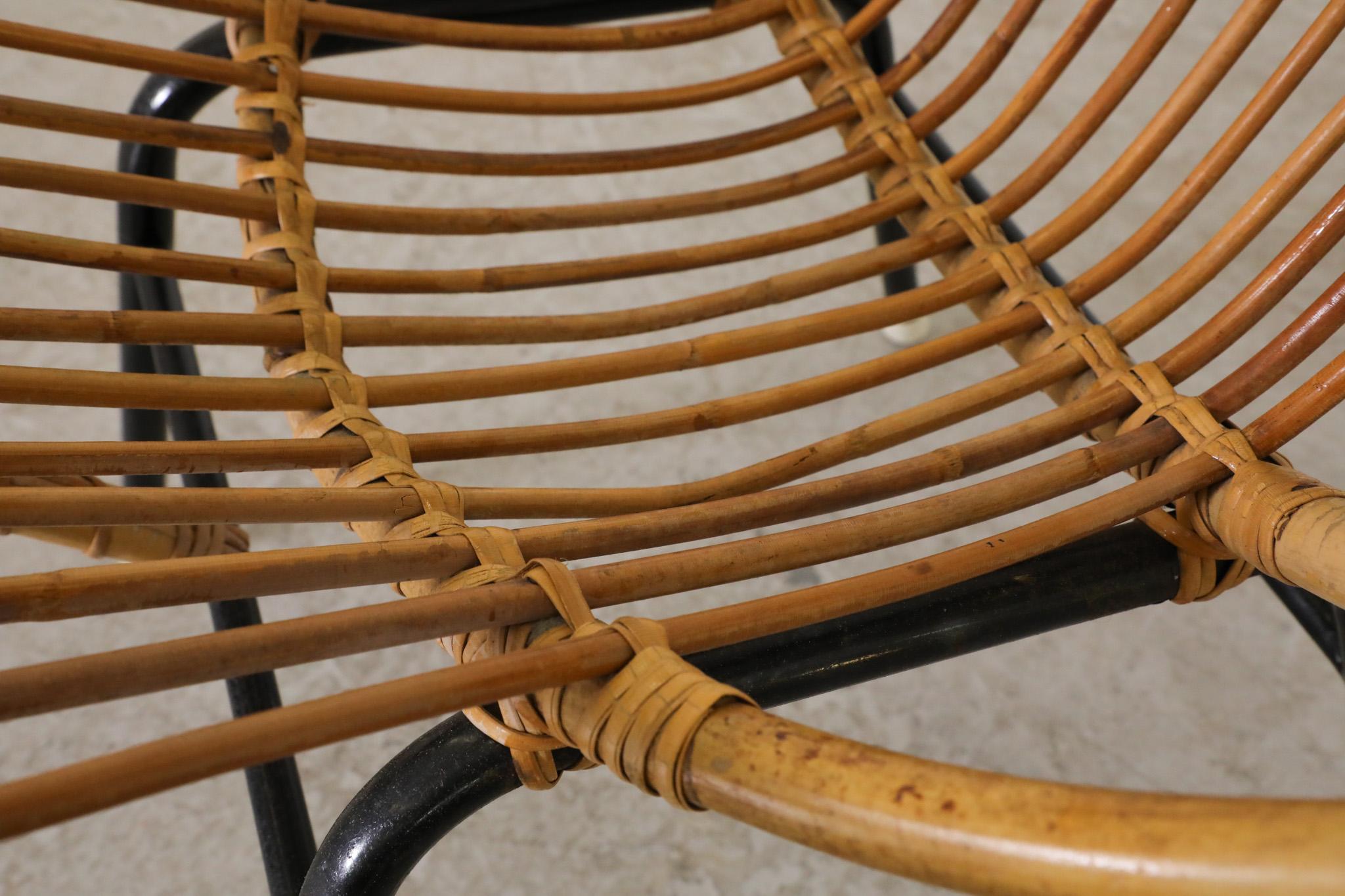 Métal Petite chaise cerceau Rohe Noordwolde en bambou du milieu du siècle dernier en vente