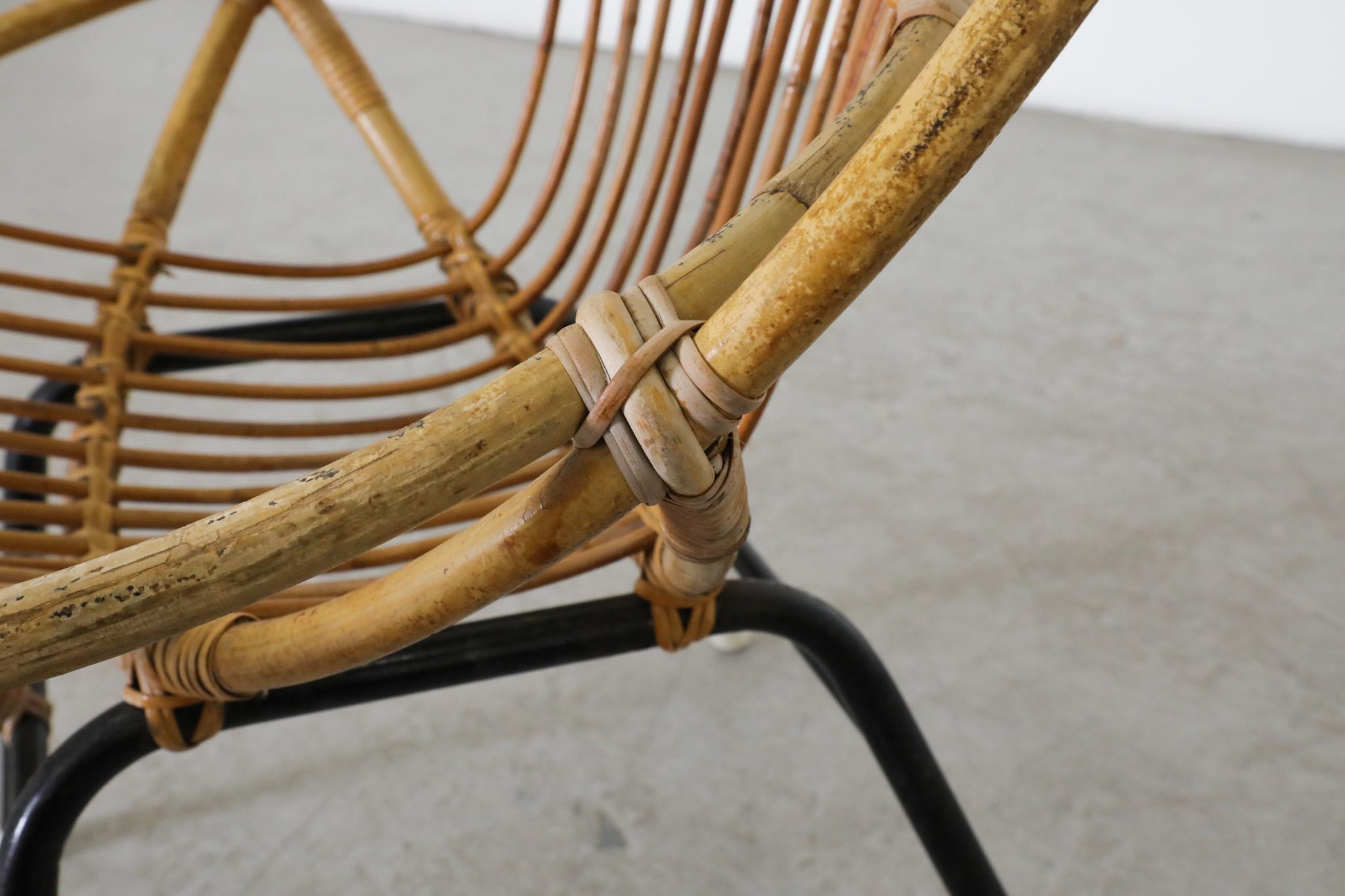 Petite chaise cerceau Rohe Noordwolde en bambou du milieu du siècle dernier en vente 1
