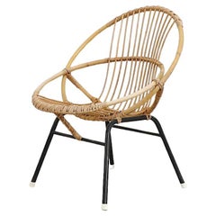 Vintage Little Mid-Century Rohe Noordwolde Bamboo Hoop Chair