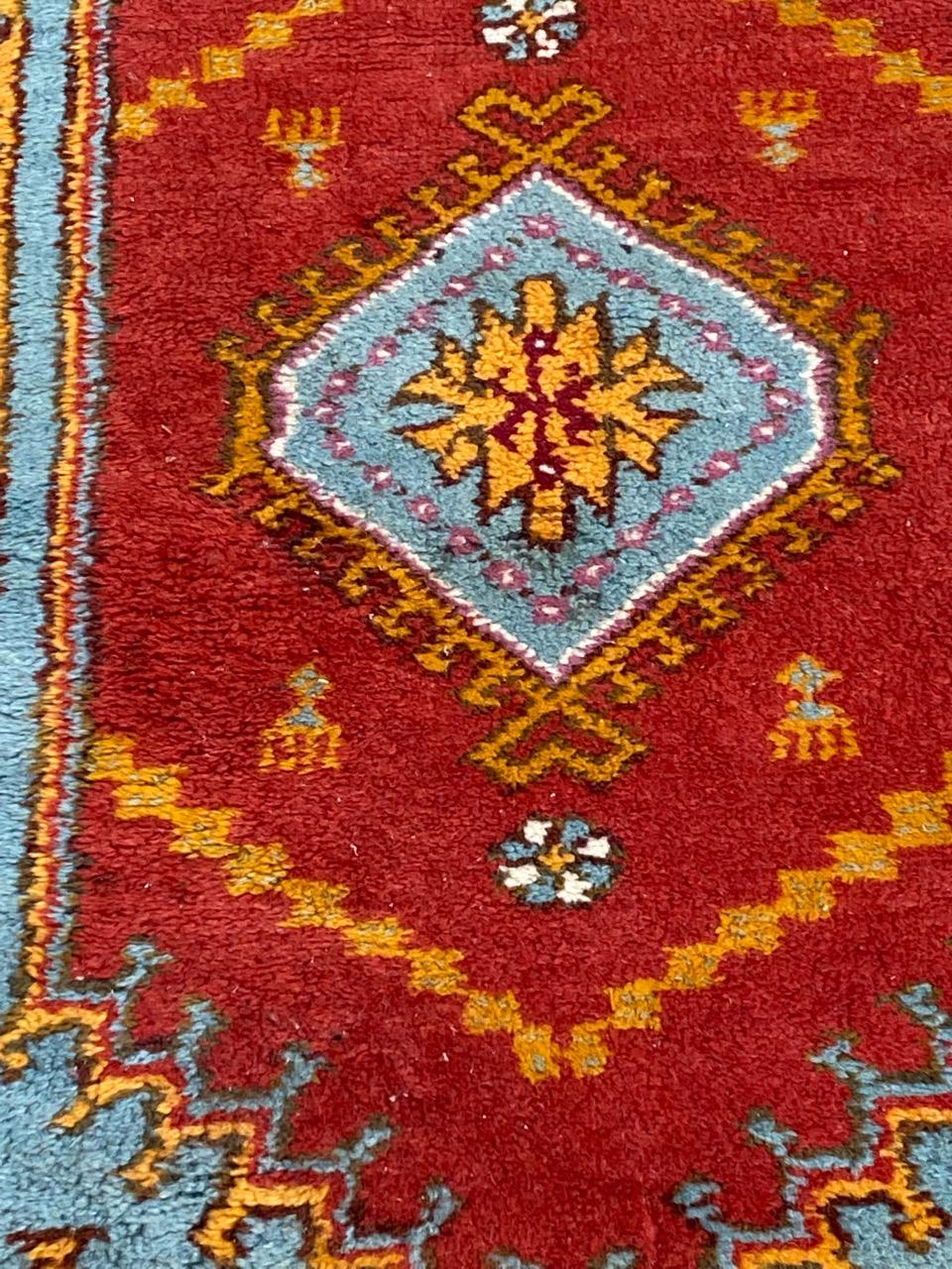Hand-Knotted Bobyrug’s Little Mid Century Turkish Ushak Rug For Sale