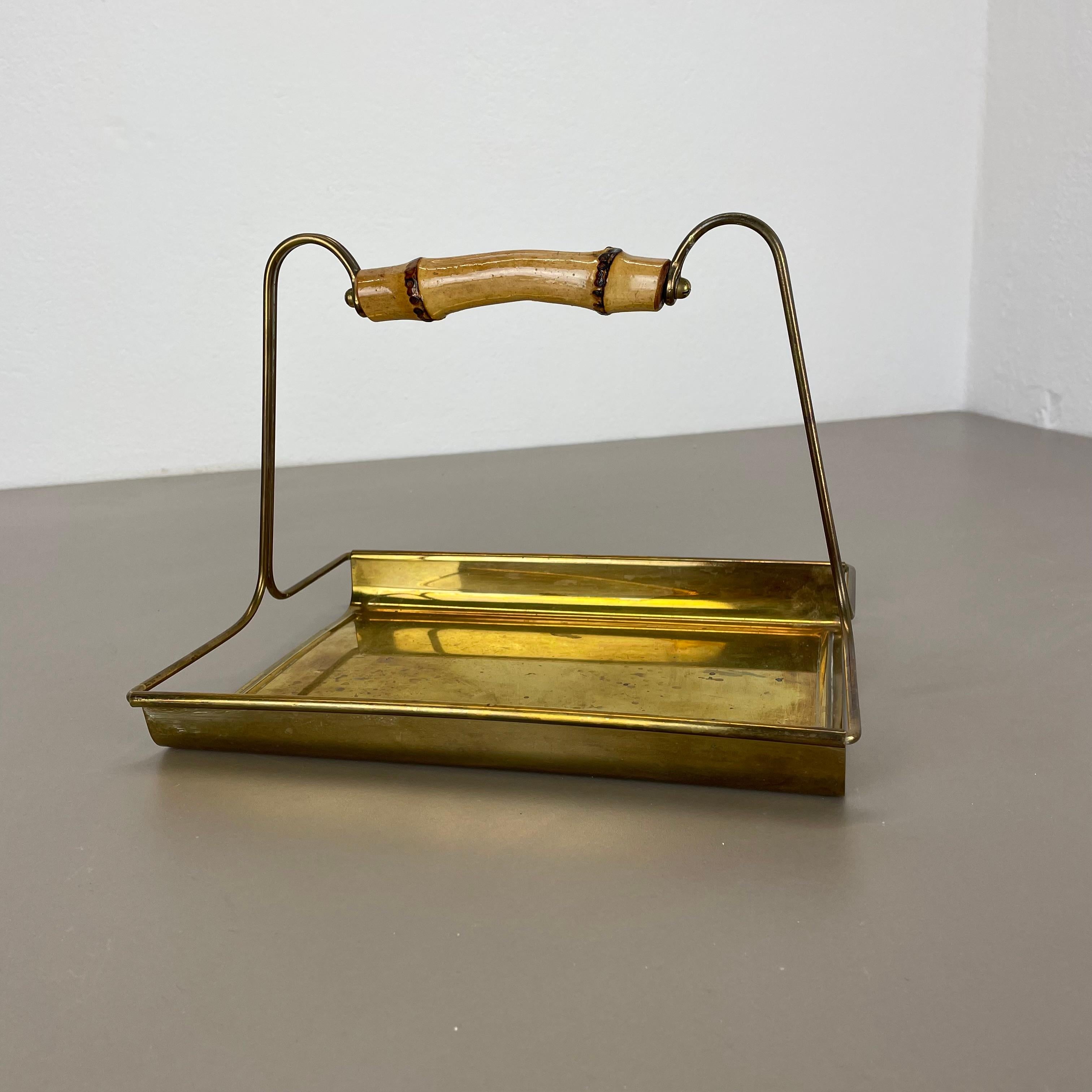 little Modernist TIKI Brass and bamboo Tray Element by Grasoli, Germany, 1950s In Good Condition For Sale In Kirchlengern, DE
