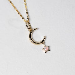 Little Moon Australischer Opal Halskette 14K Gelbgold
