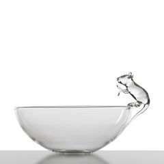 Bol contemporain en verre soufflé à la bouche Petite souris Animal Mignon Crestani décoratif