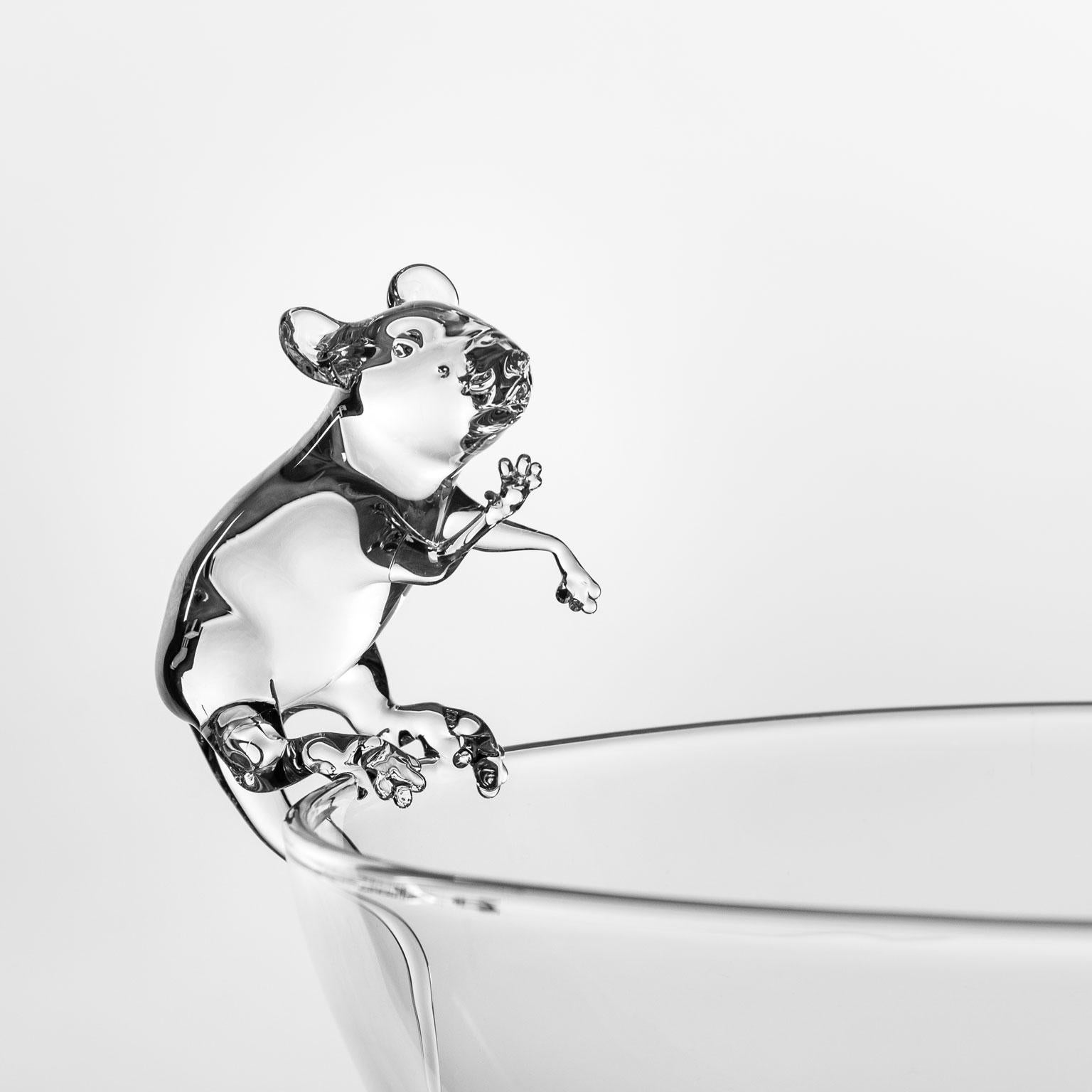 Modern 'Little Mouse #01' Hand Blown Glass Bowl by Simone Crestani For Sale