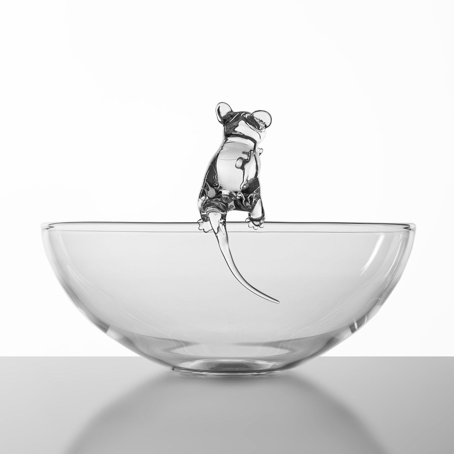 Contemporary 'Little Mouse #01' Hand Blown Glass Bowl by Simone Crestani For Sale