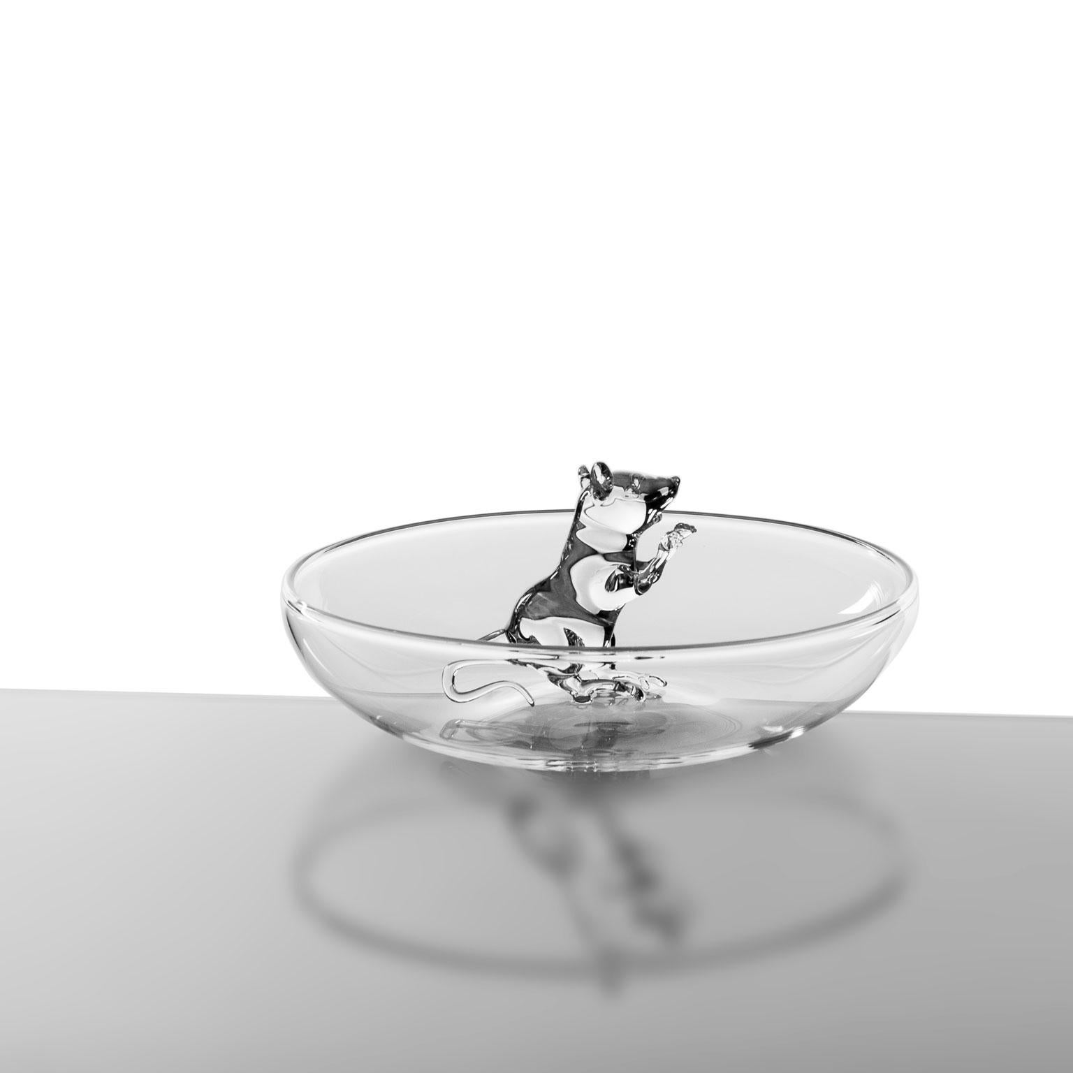 Italian 'Little Mouse #02' Hand Blown Glass Bowl by Simone Crestani For Sale