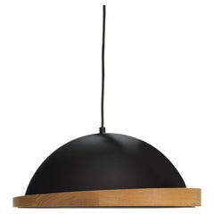 Little Obelia Pendant Light in Black with Solid Oak Rim by Troy Backhouse