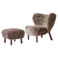 Little Petra & Pouf in Sahara Sheepskin & Walnut by Viggo Boesen for & Tradition