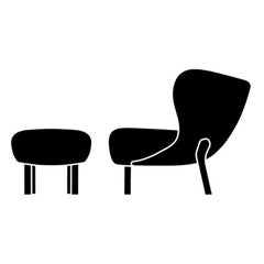 Kleiner Petra & Pouf-Schrank aus Walnussholz & Kirkby Design Loop Oyster/09 Stoff von Viggo Boesen