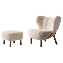 Little Petra VB1 & ATD1 Pouf Walnut & Karakorum by Viggo Boesen for &tradition