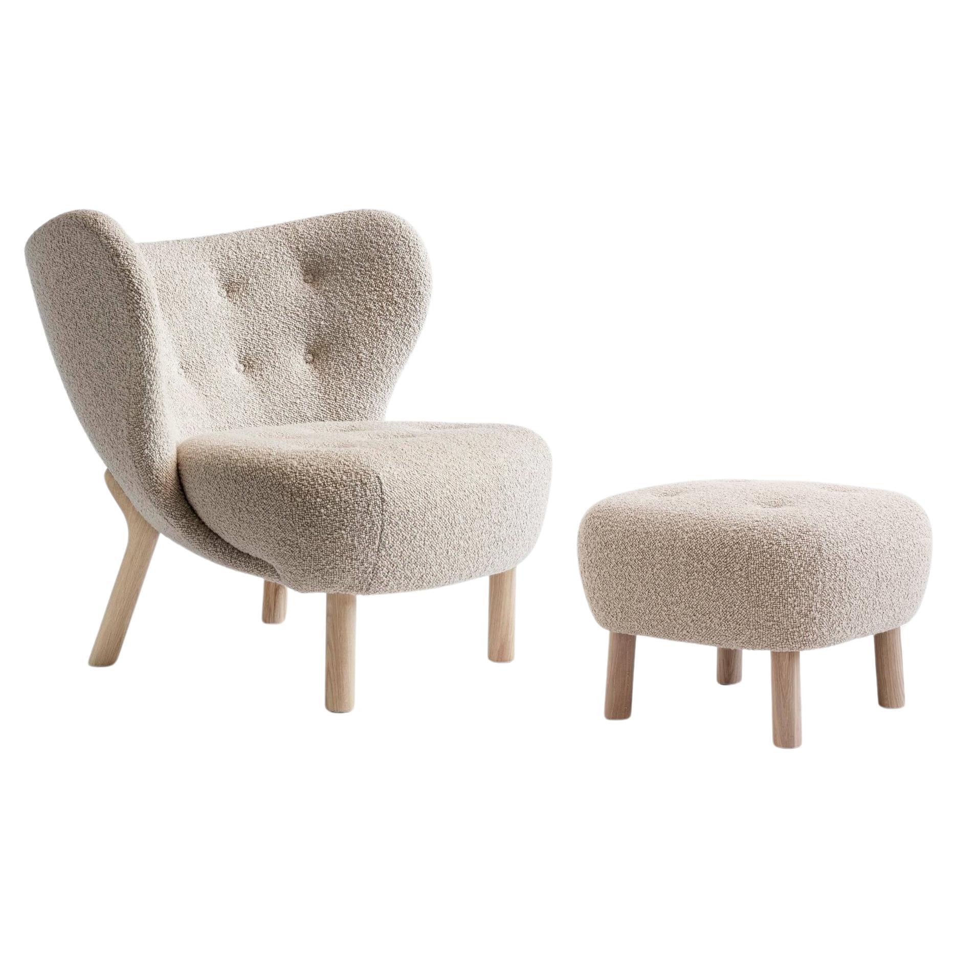 Little Petra VB1 Lounge Chair & Pouf in Oak/COM (Customer's Own Material) for &T For Sale