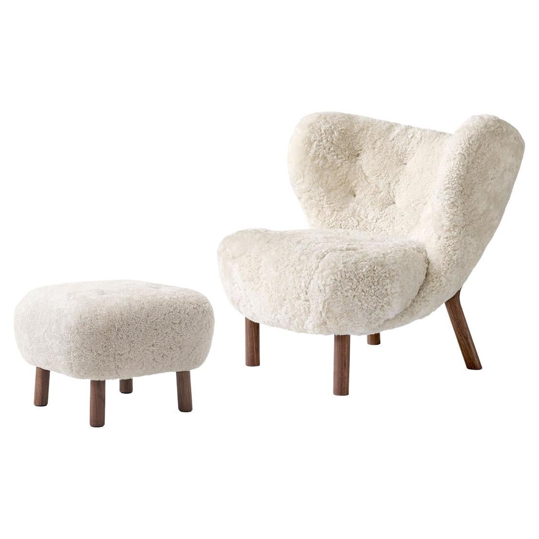 Little Petra VB1 & Pouf in"Special Order"Sheepskin Colors& Walnut for &Tradition For Sale