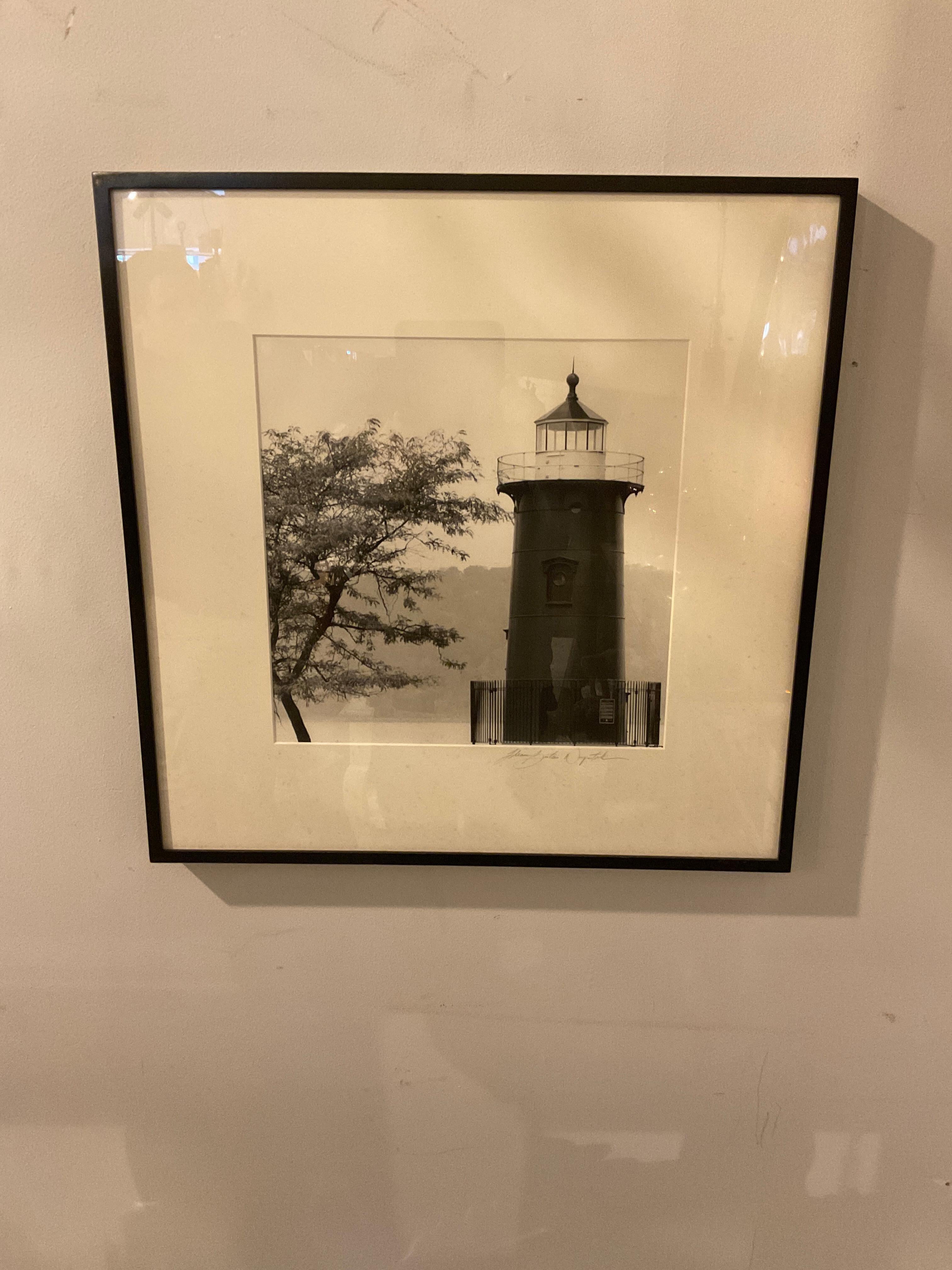 Naprstek photo of the  Little Red Lighthouse, 2001. . It sits under the George Washington Bridge.