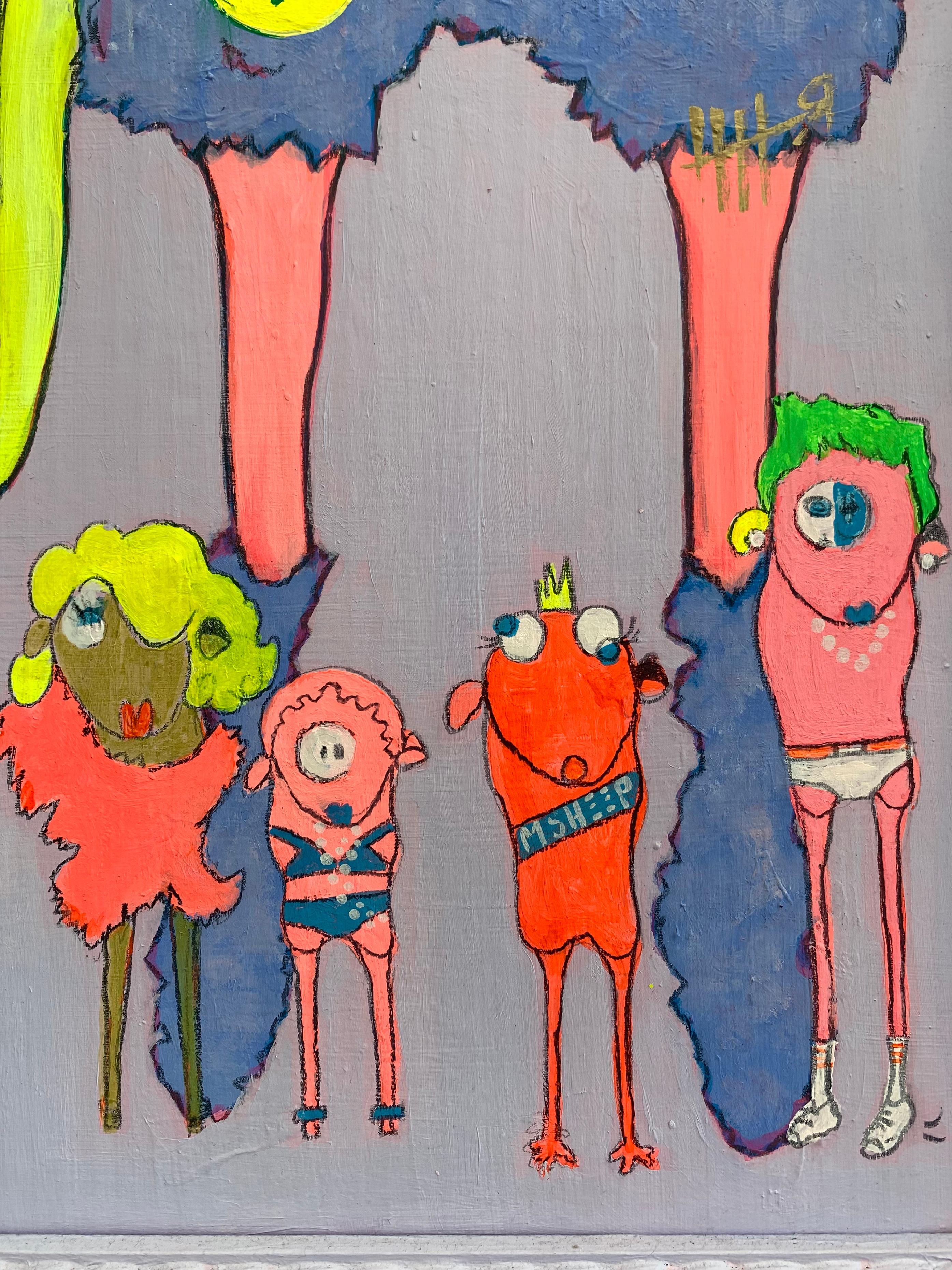 Furla and Friends - Acrylic on Cardboard For Sale 3