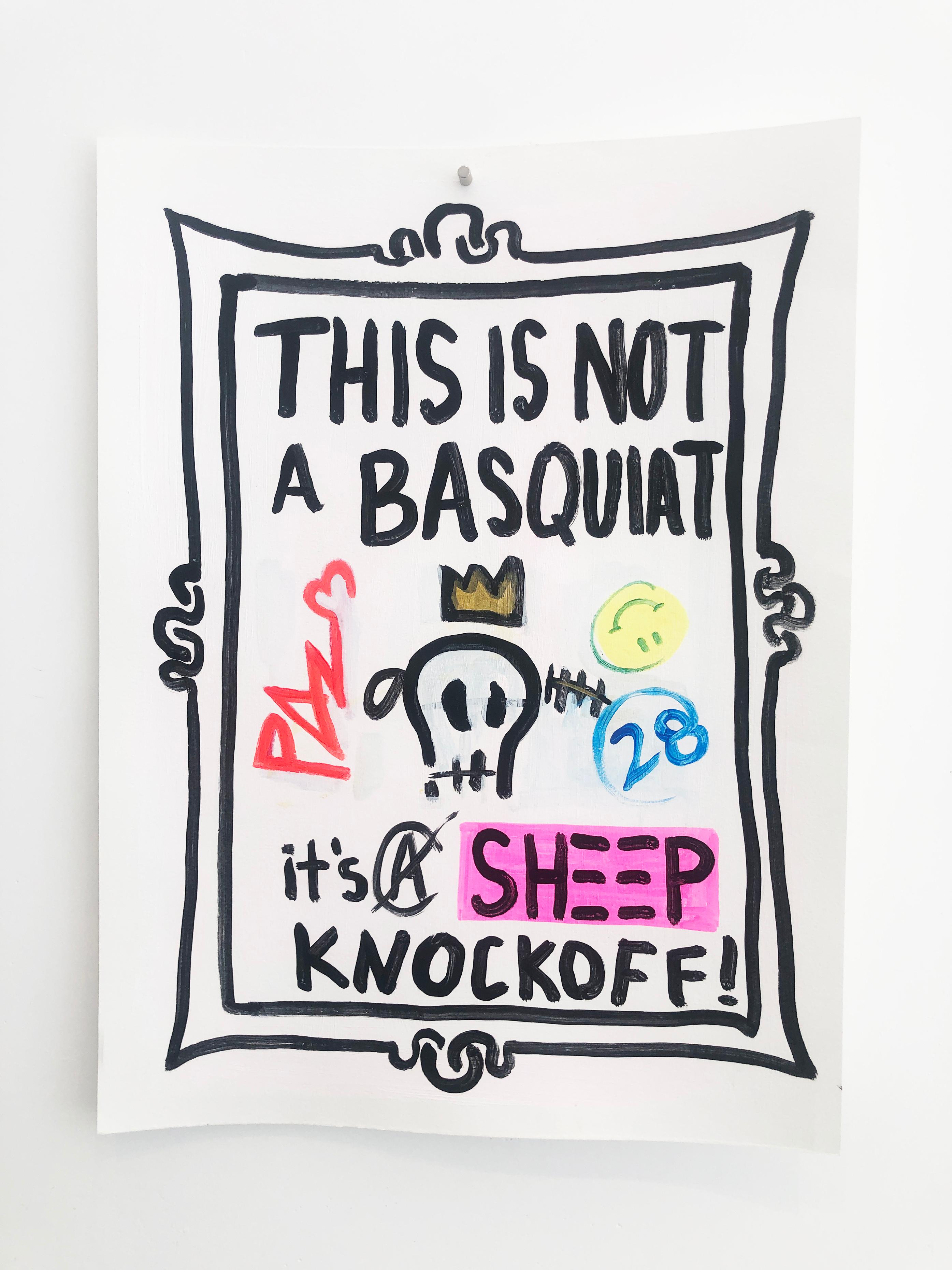 It's a Knockoff - Basquiat  acrylic on paper - Painting by Little Ricky