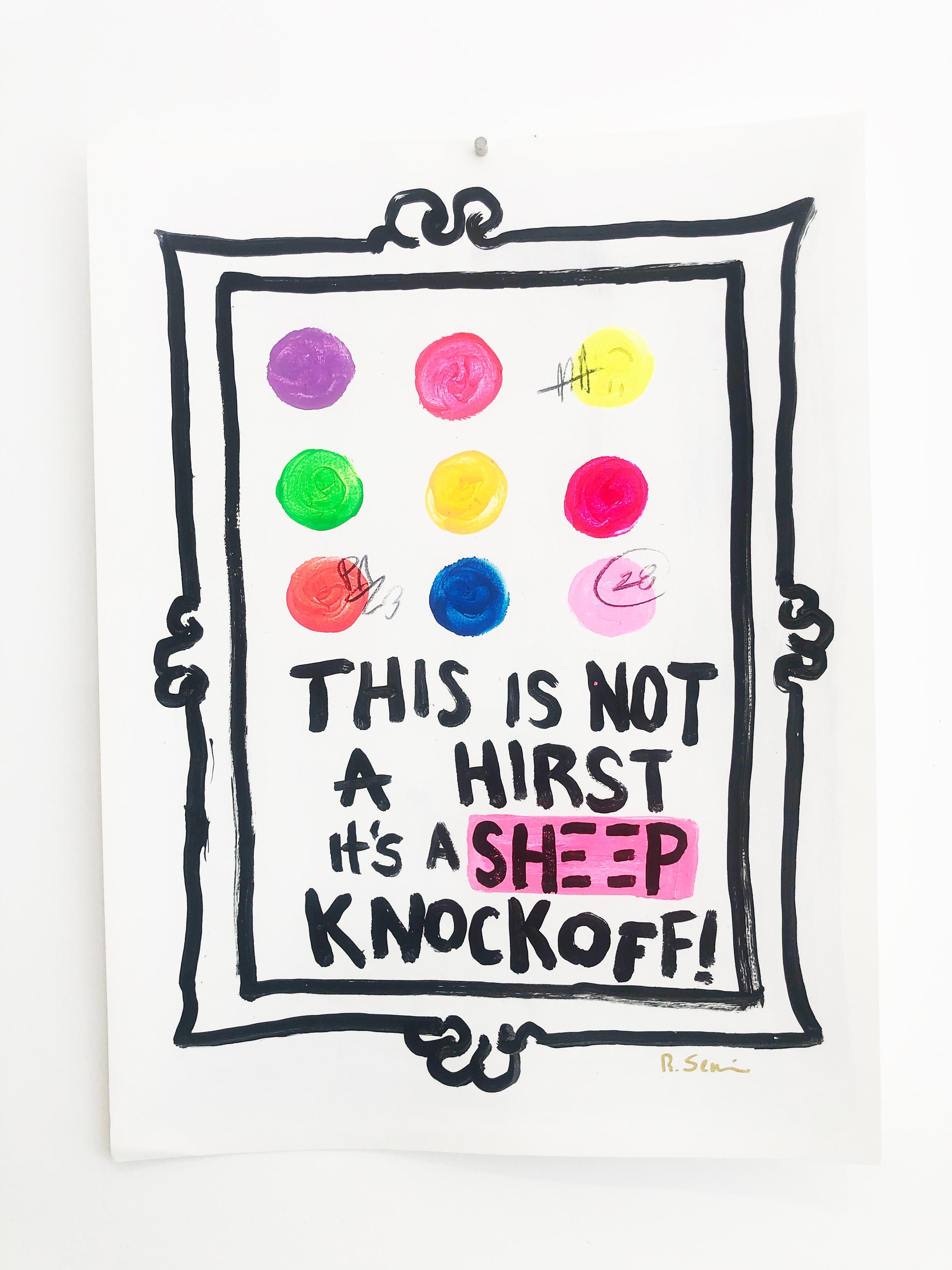 It's a Knockoff - Damien Hirst  acrylic on paper - Painting by Little Ricky
