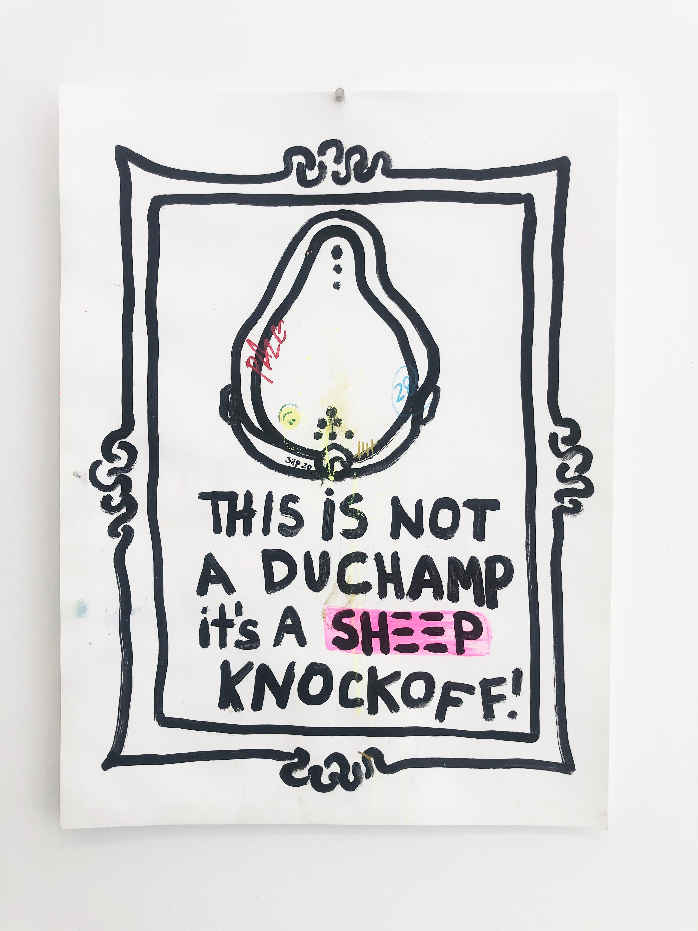 It's a Knockoff - Duchamp   acrylic on paper - Painting by Little Ricky