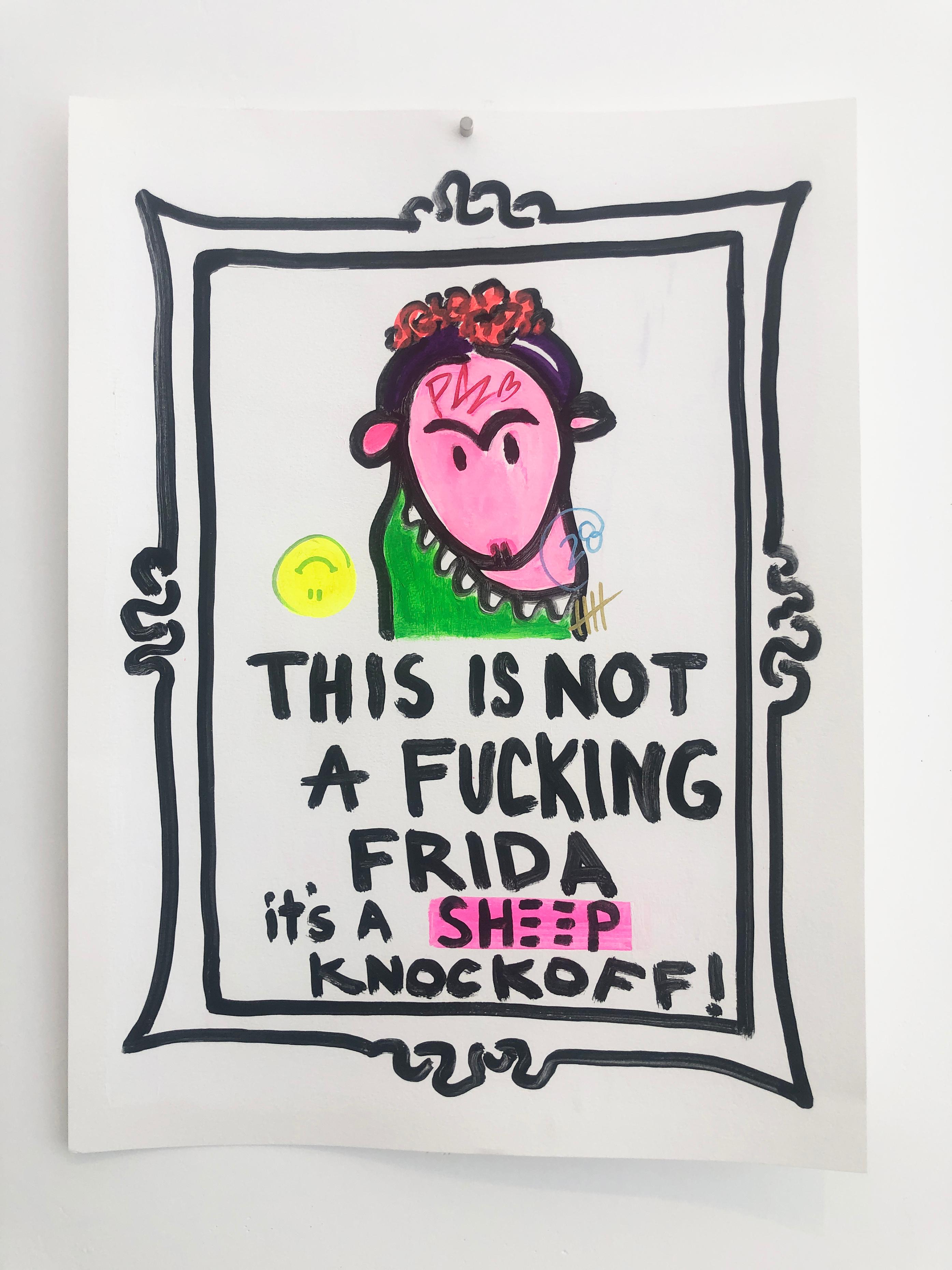 It's a Knockoff - Frida   acrylic on paper - Painting by Little Ricky