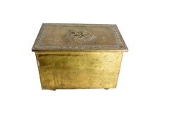 Little Sailing Ship Coffer Pine & Embossed Copper 20th Mid-C