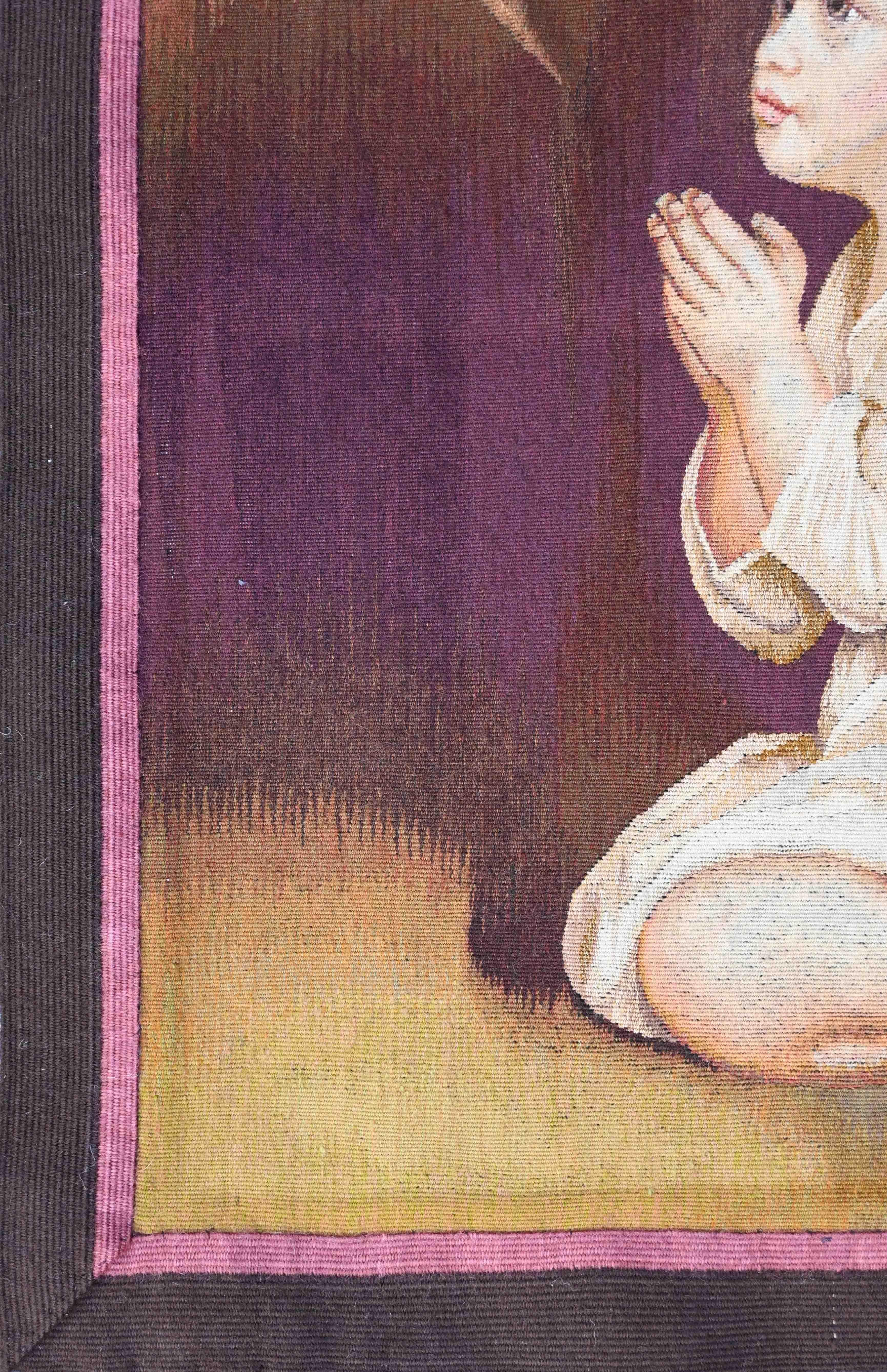 El pequeño Samuel según Sir Joshua REYNOLDS, tapiz francés BERTON Aubusson N° 1542 Tejido a mano en venta