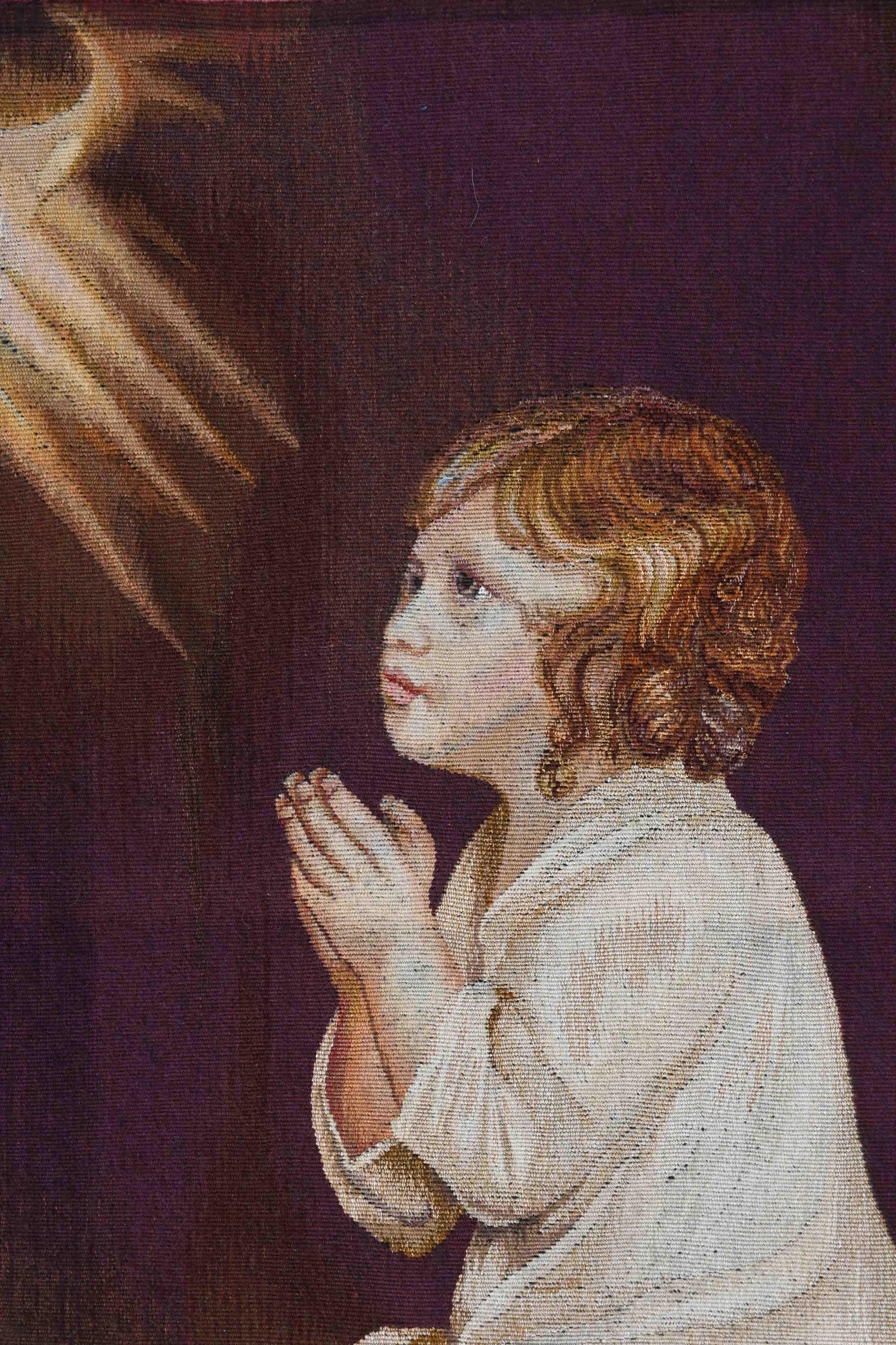 El pequeño Samuel según Sir Joshua REYNOLDS, tapiz francés BERTON Aubusson N° 1542 Lana en venta
