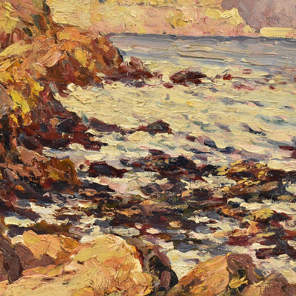 French Little Seascape Painting, Nature Painting, Antibes, Côte D'azur, Oil on Canvas For Sale