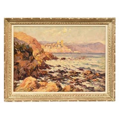 Little Seascape Painting, Nature Painting, Antibes, Côte D'azur, Oil on Canvas