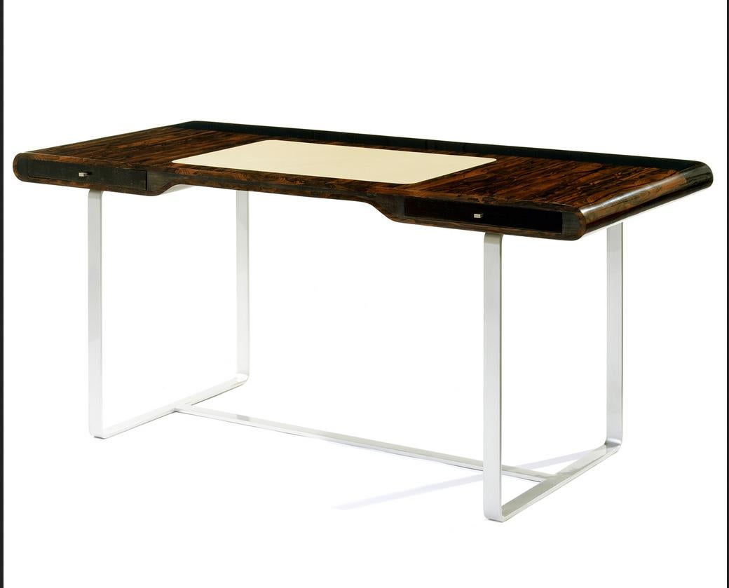 Escritorio Little Shanghai de madera de olivo y sicomoro negro Pata pintada de plata Francés en venta