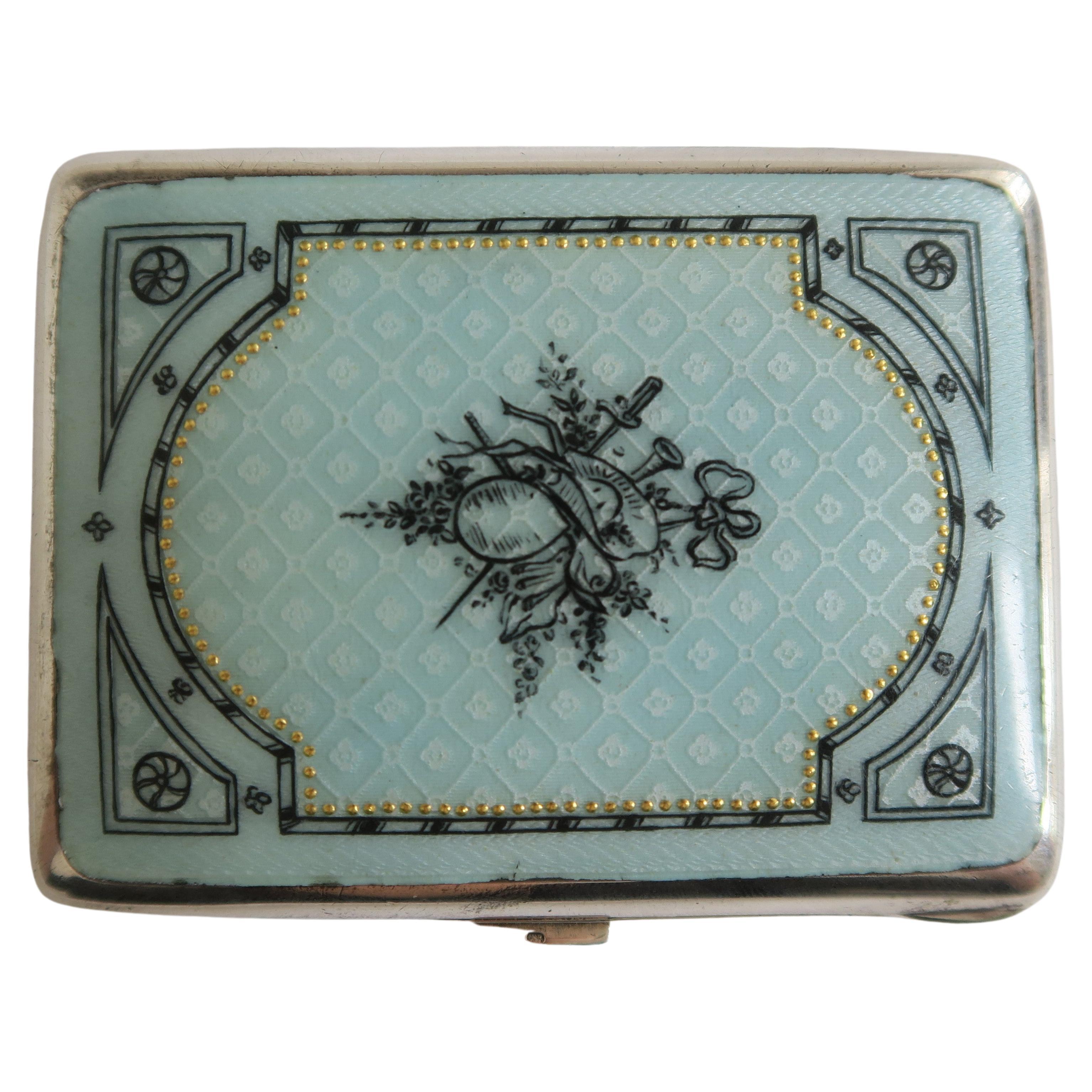 Little Silver and Enamel Cigarette Box For Sale