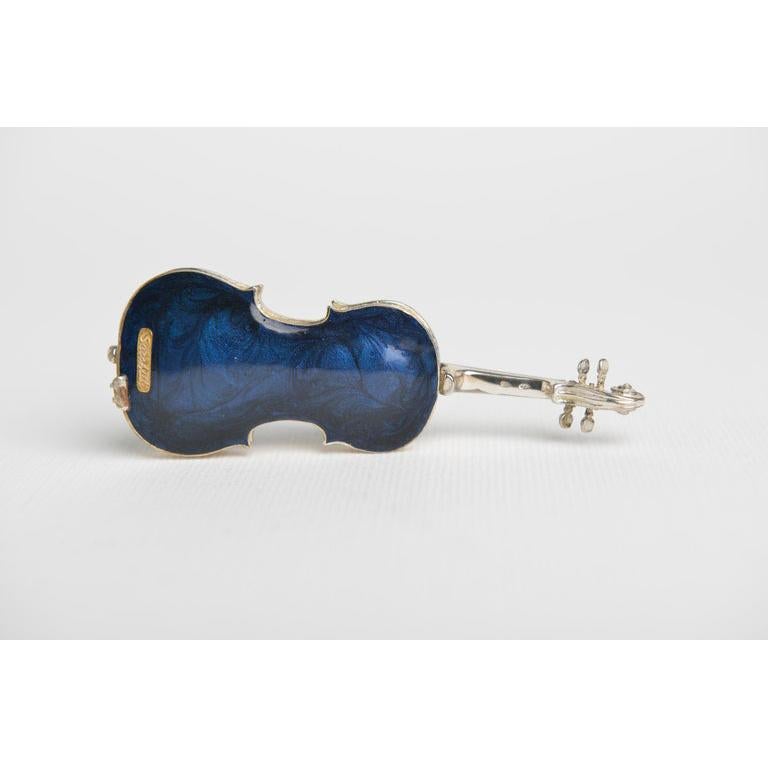 Smaltato Miniatura di violino in argento e smalto in vendita