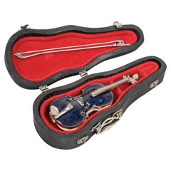 Little Silver and Enamel Violin Miniature