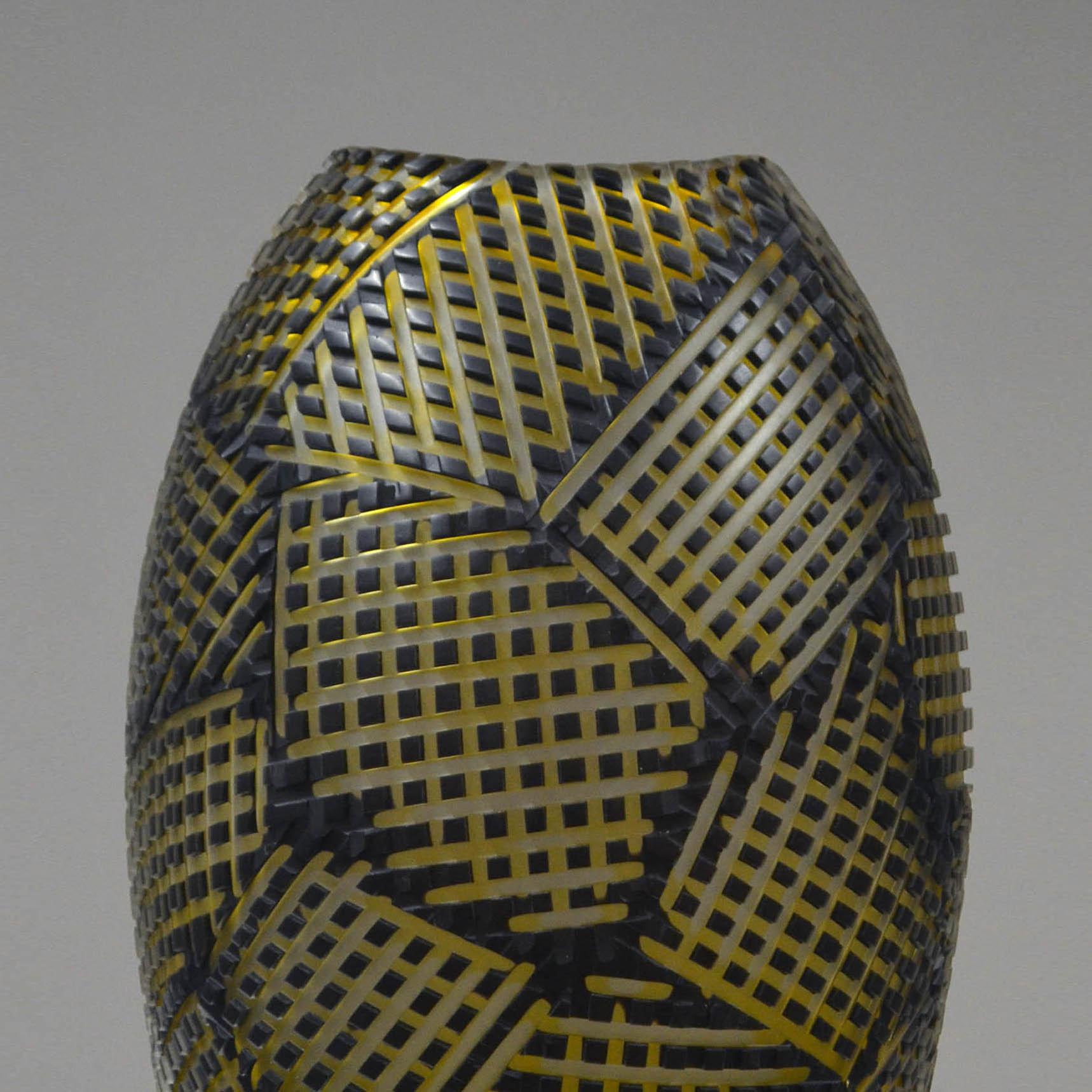British Little Stitches II, an Art Glass Vase by Philip Baldwin & Monica Guggisberg