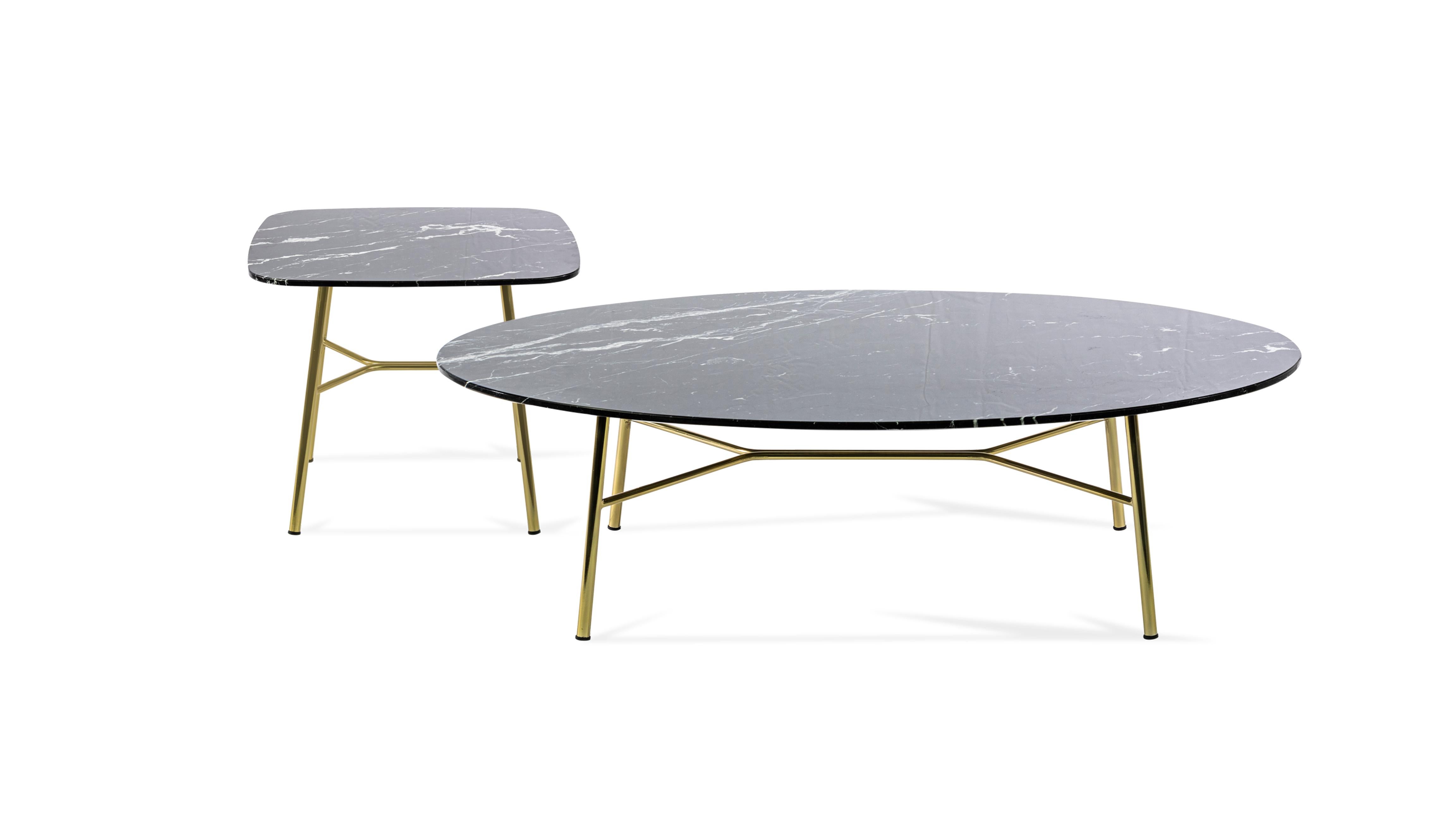 Modern Little Table Yuki, Metal Frame, Round, Black Color, Design, Coffee Table For Sale