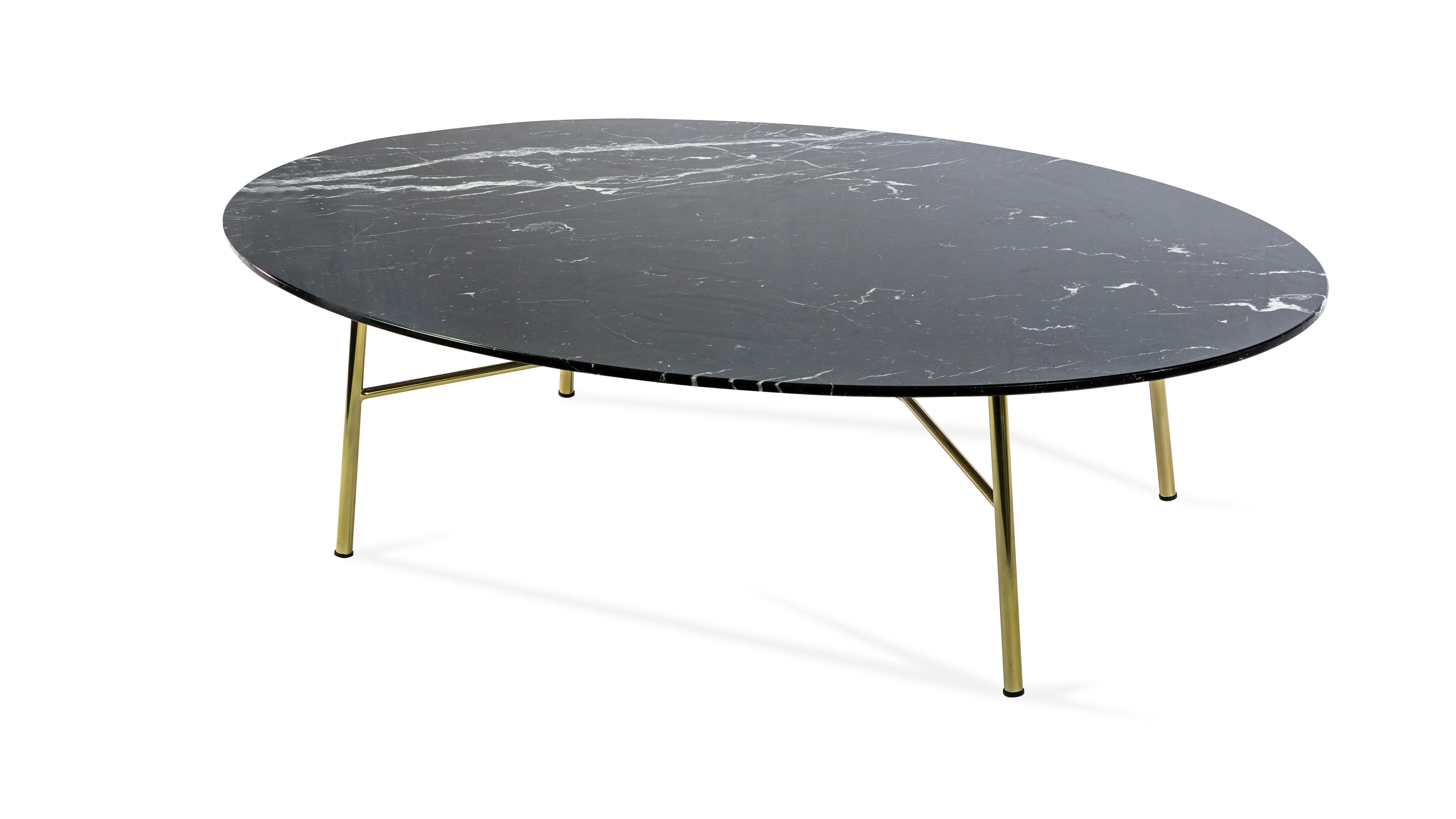 italien Petite table Yuki, cadre métallique, rond, couleur noire, design, table basse