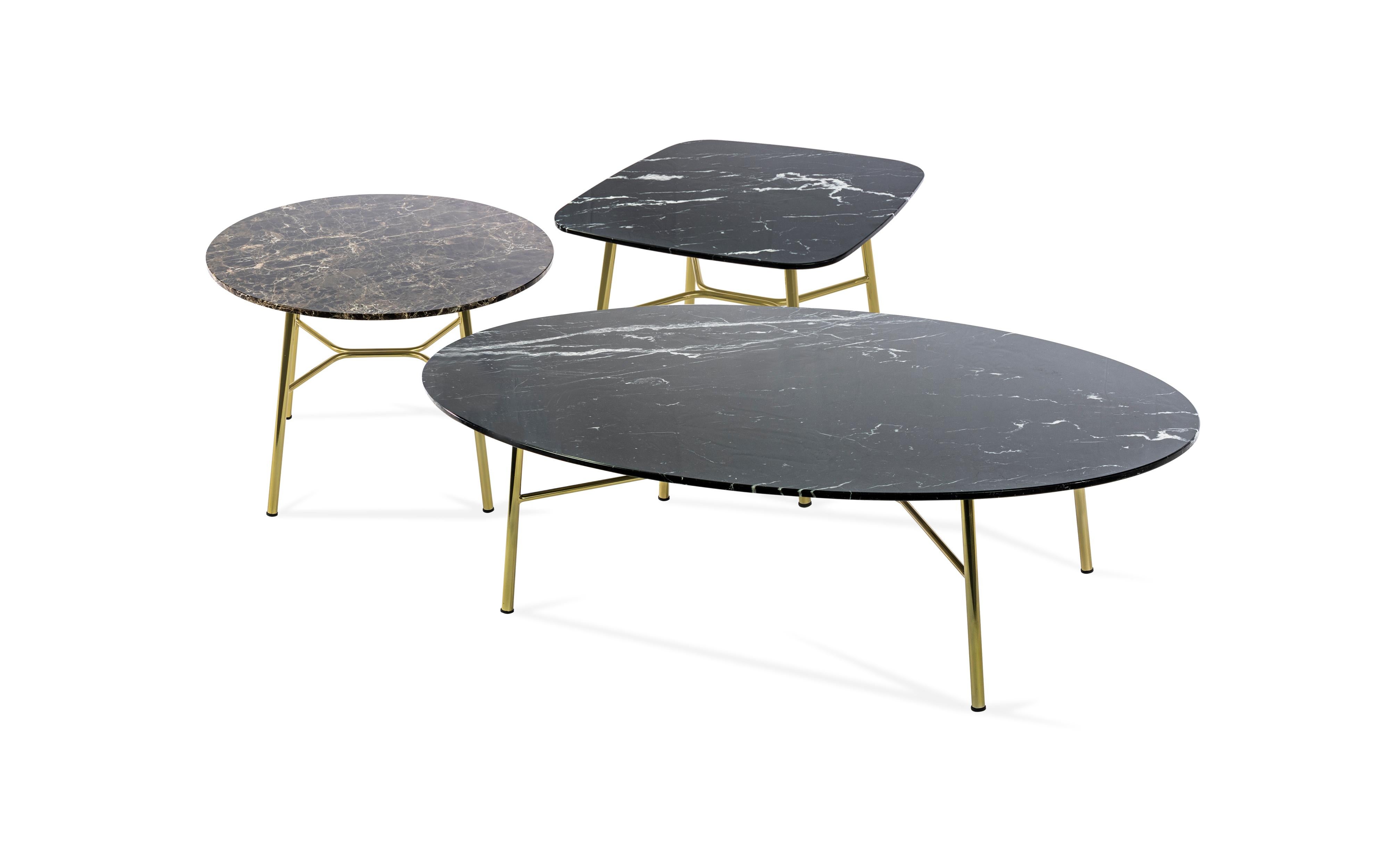 Contemporary Little Table Yuki, Metal Frame, Round, Black Color, Design, Coffee Table For Sale