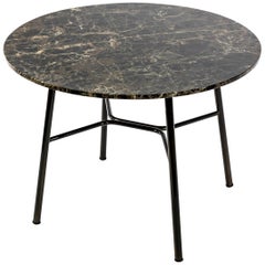 Little Table Yuki, Metal Frame, Round, Brown Color, Design, Coffee Table, Marble