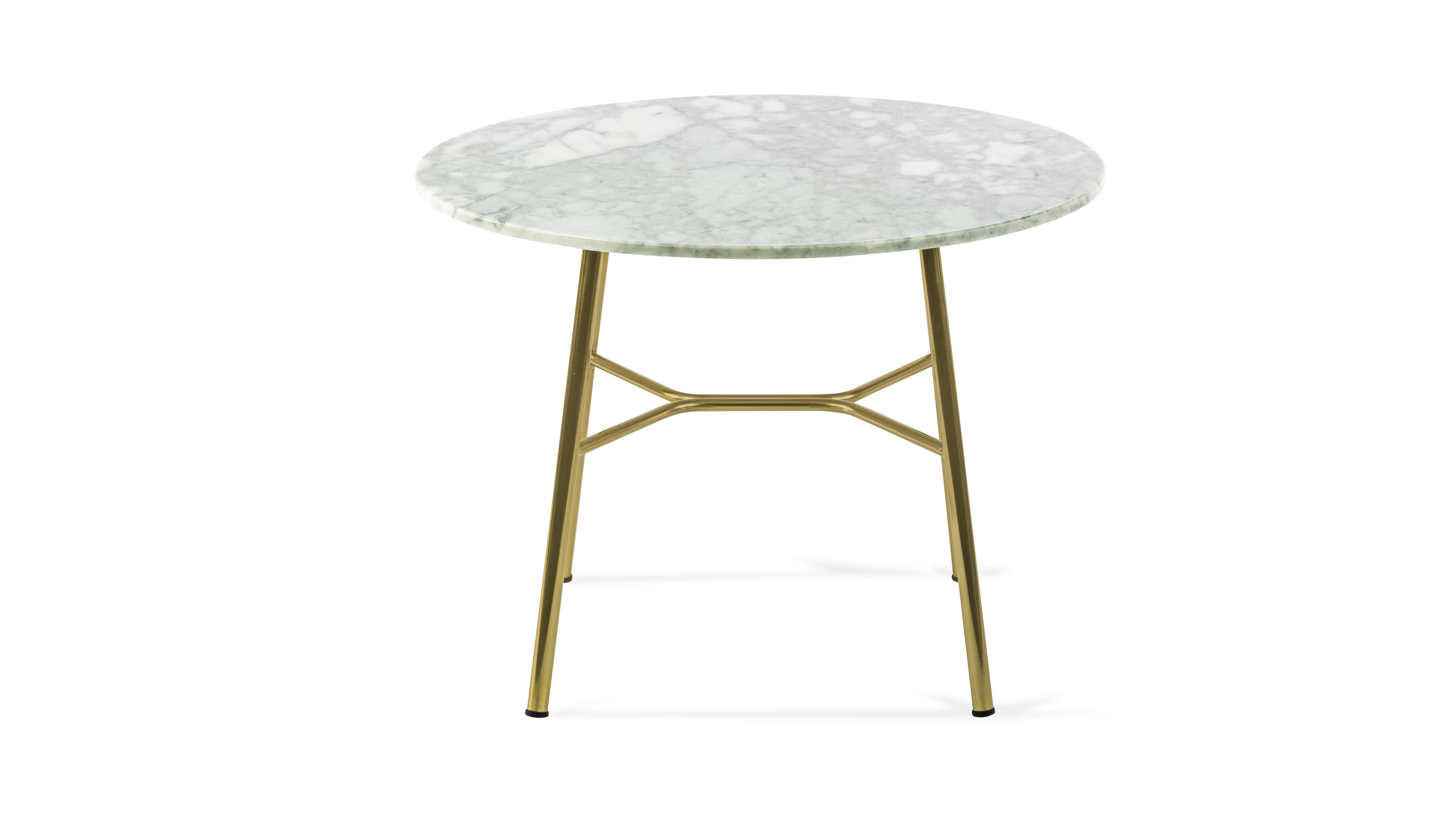 Little Table Yuki, Metal Frame, Round, White Color, Design, Coffee Table, Marble In New Condition For Sale In MARANO VICENTINO, IT